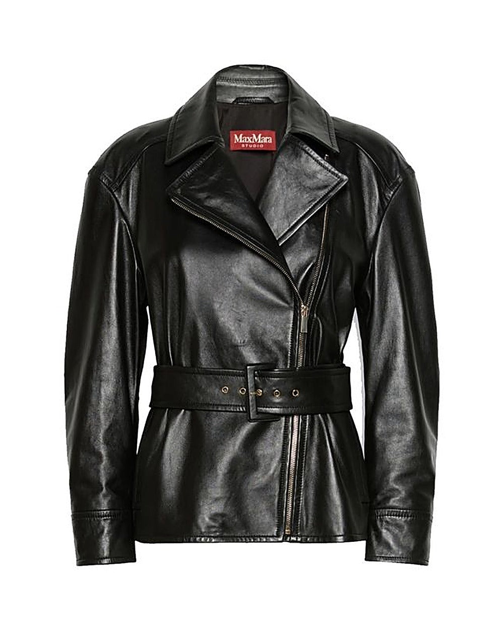 Max Mara Black Lambskin Leather Jacket