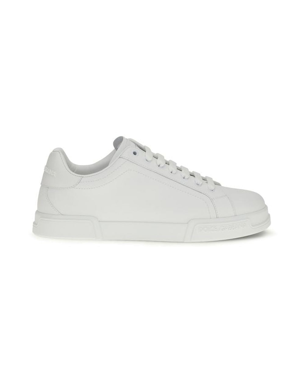 Dolce & Gabbana White Calf Leather Bos Taurus Low Top Sneakers