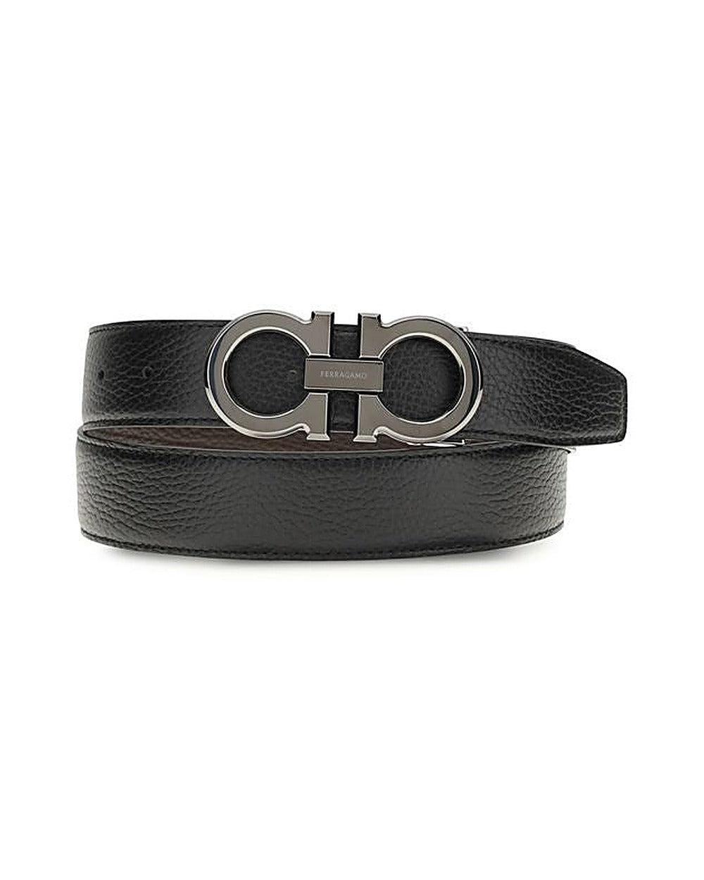 Ferragamo Black Calf Leather Bos Taurus Regular Belt