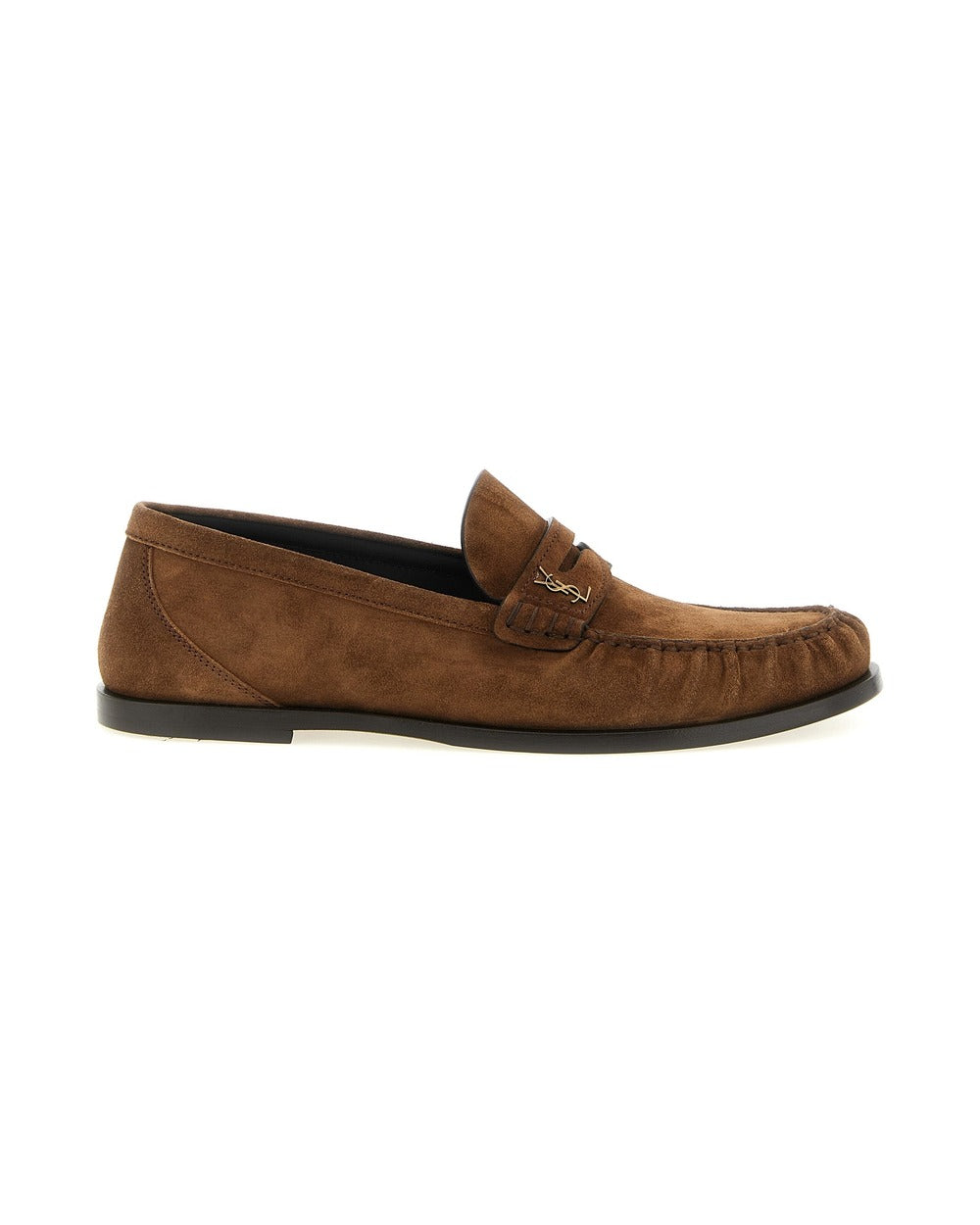 Saint Laurent Brown Calfskin Slip-On Loafers