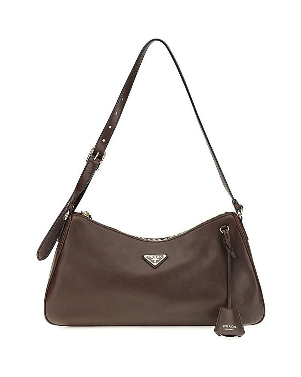 Prada Brown Calf Leather Bos Taurus Shoulder Bag