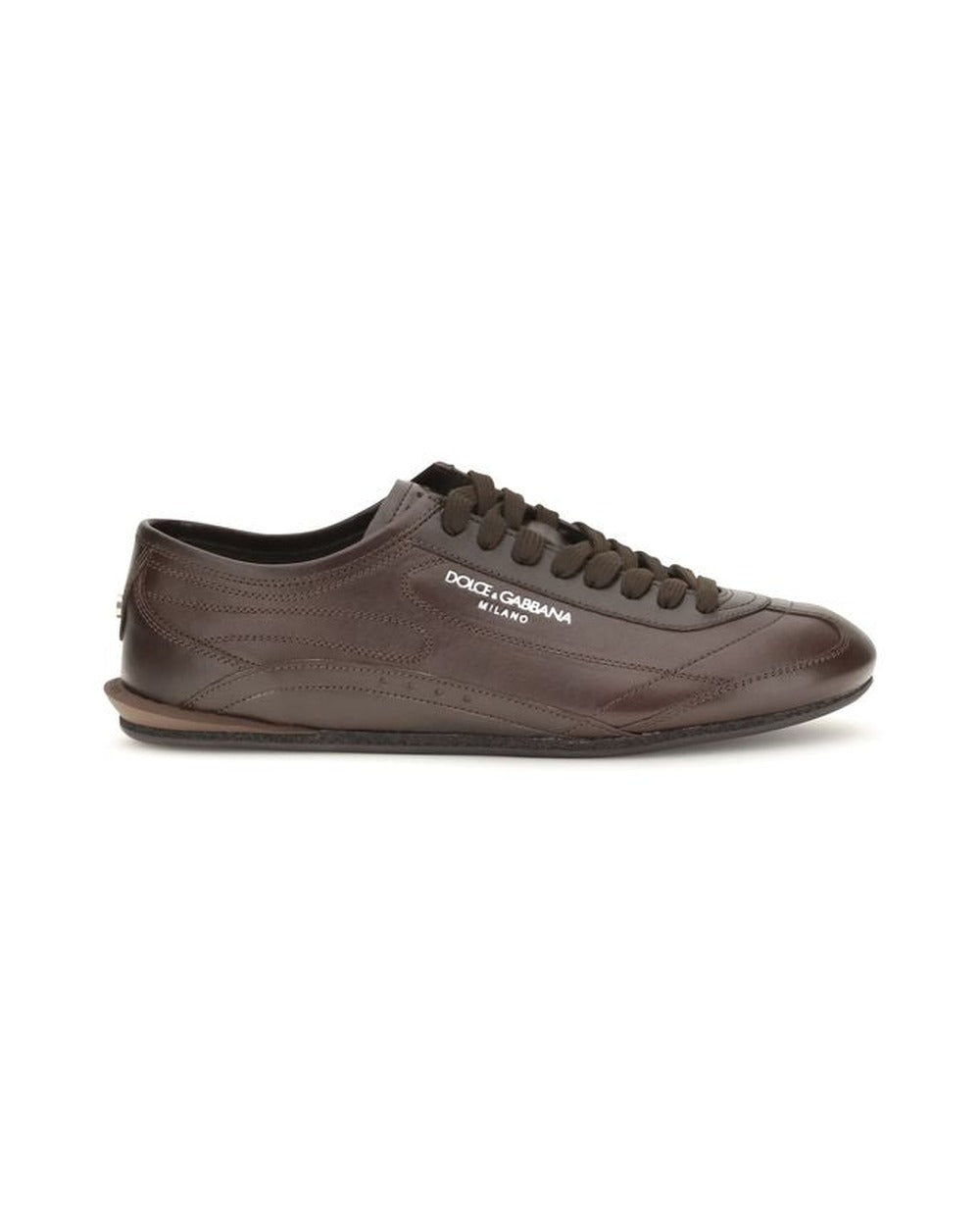 Dolce & Gabbana Brown Calf Leather Bos Taurus Low Top Sneakers