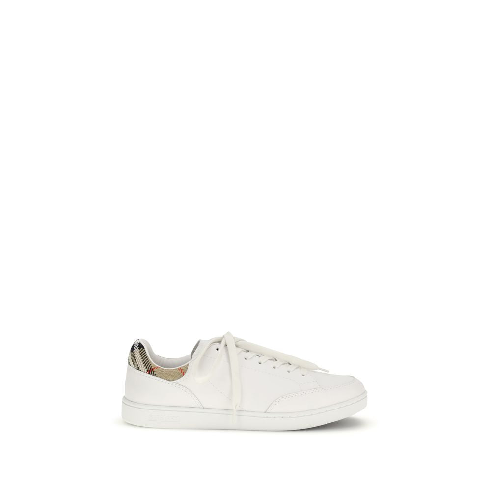 Burberry White Calf Leather Low Top Sneakers