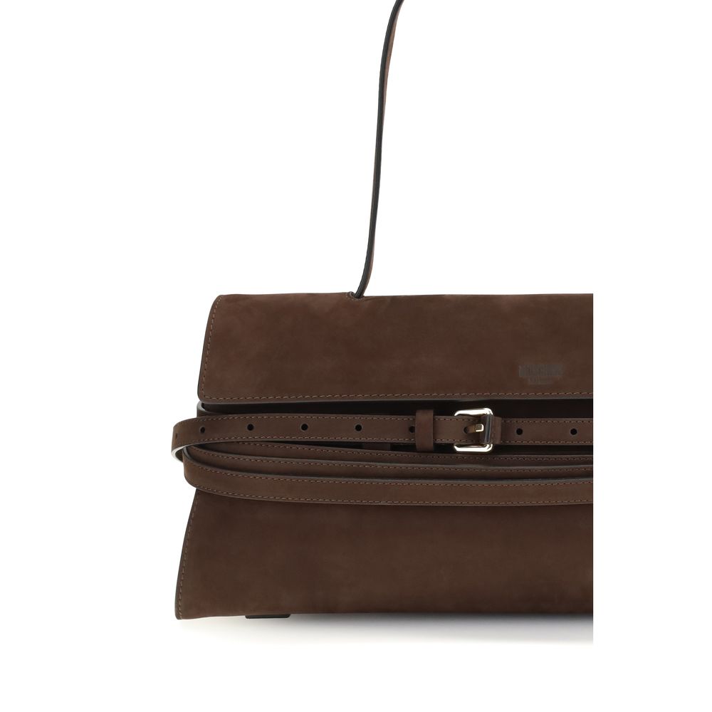 Moschino Brown Calf Leather Shoulder Bag