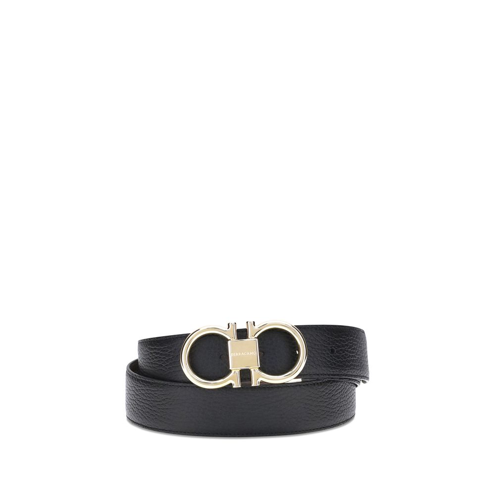 Ferragamo Black Calf Leather Belt