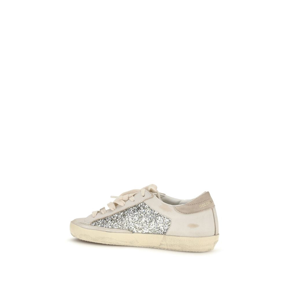 Golden Goose Beige Glitter Leather Sneakers