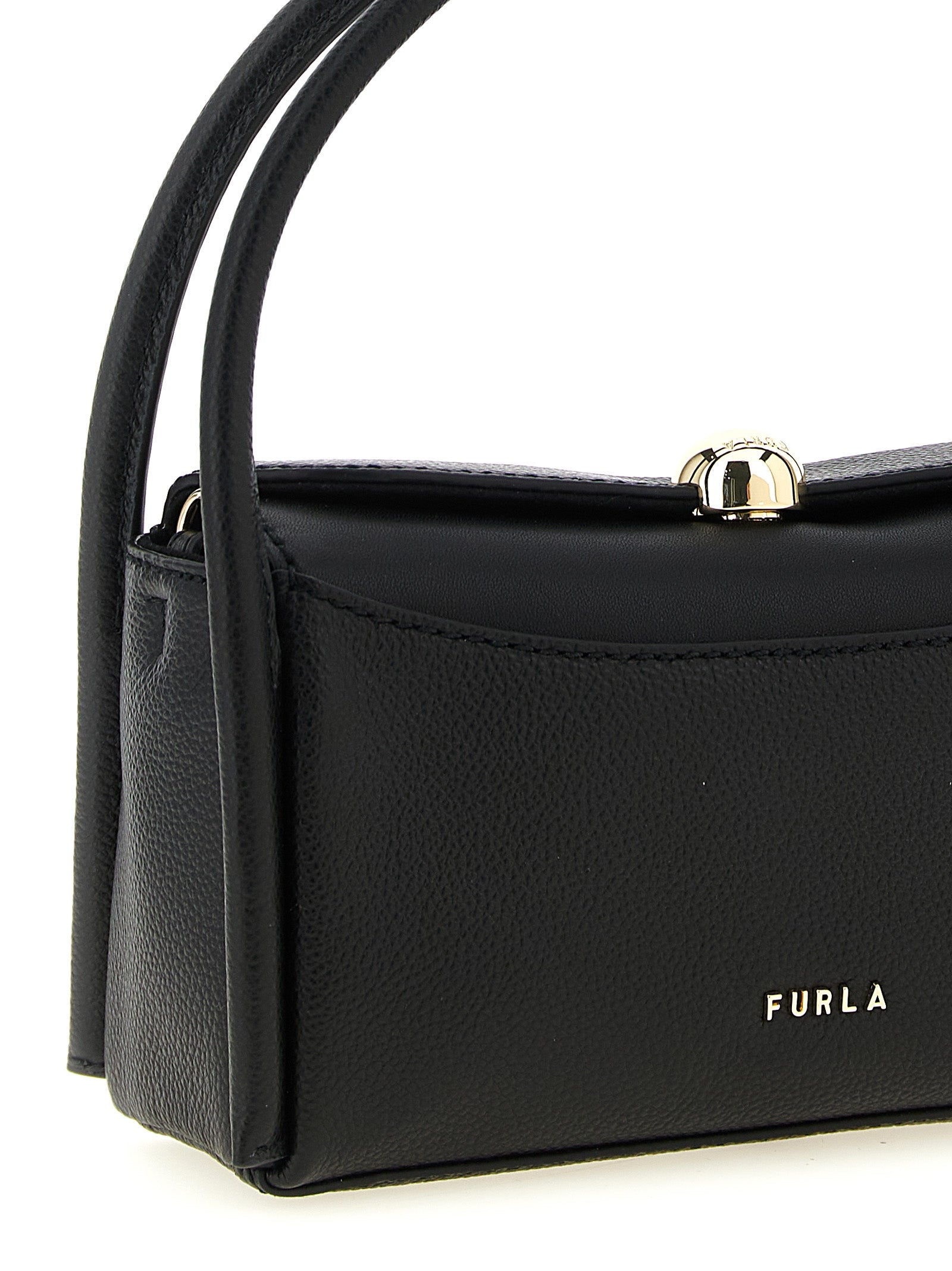 Furla Black Grain-Effect Leather Mini Handbag