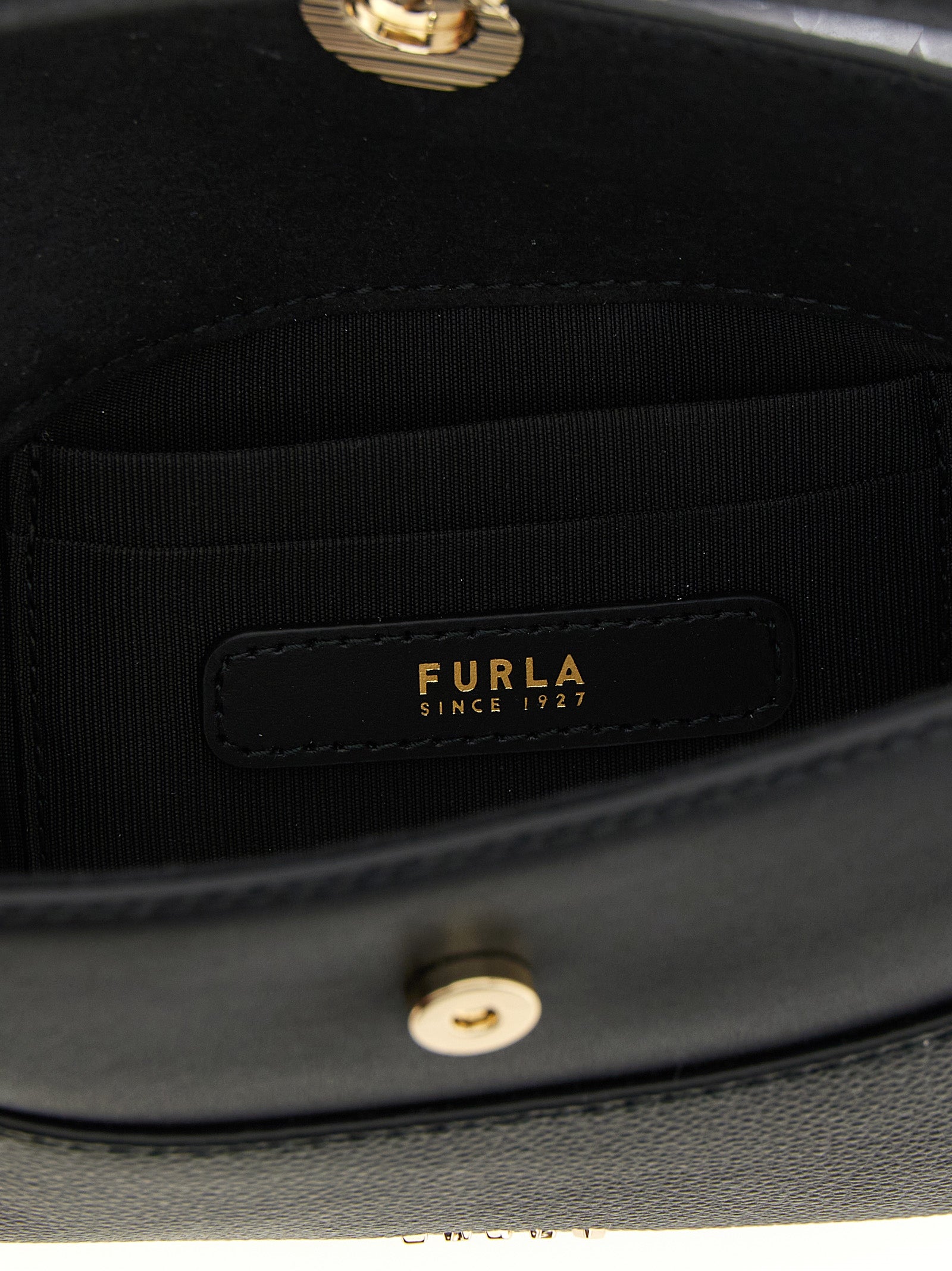 Furla Black Grain-Effect Leather Mini Handbag
