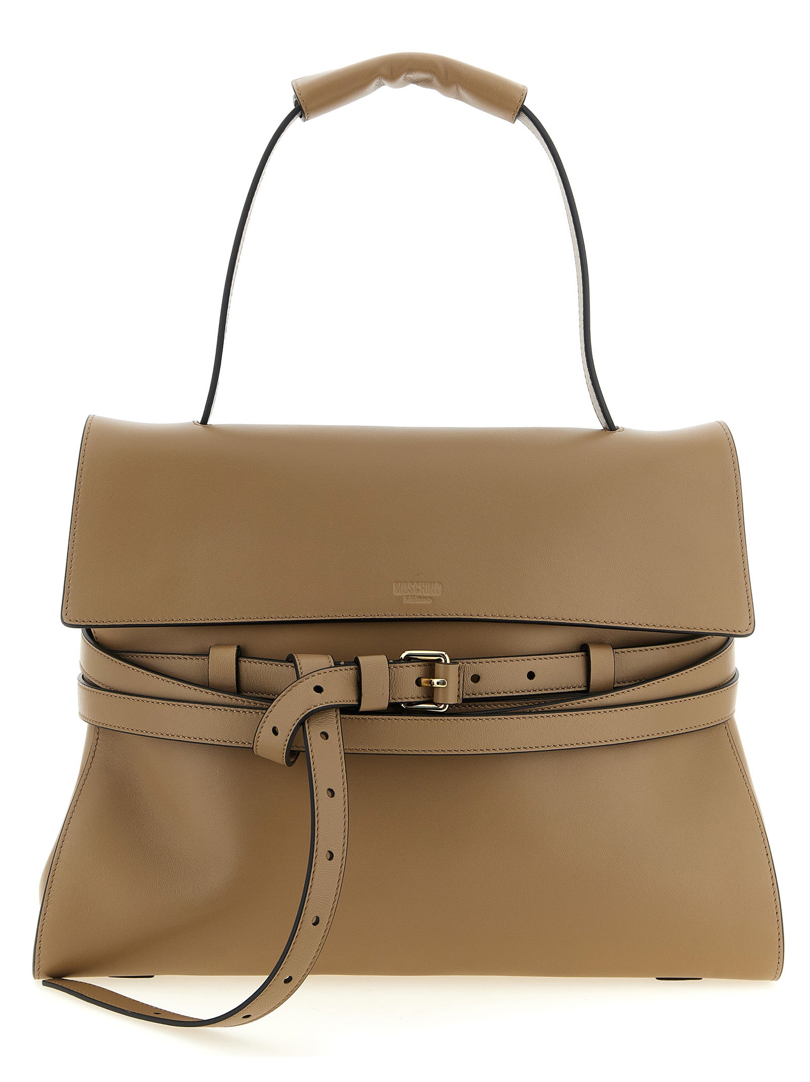 Moschino Beige Napa Leather / Calf Shoulder Bag