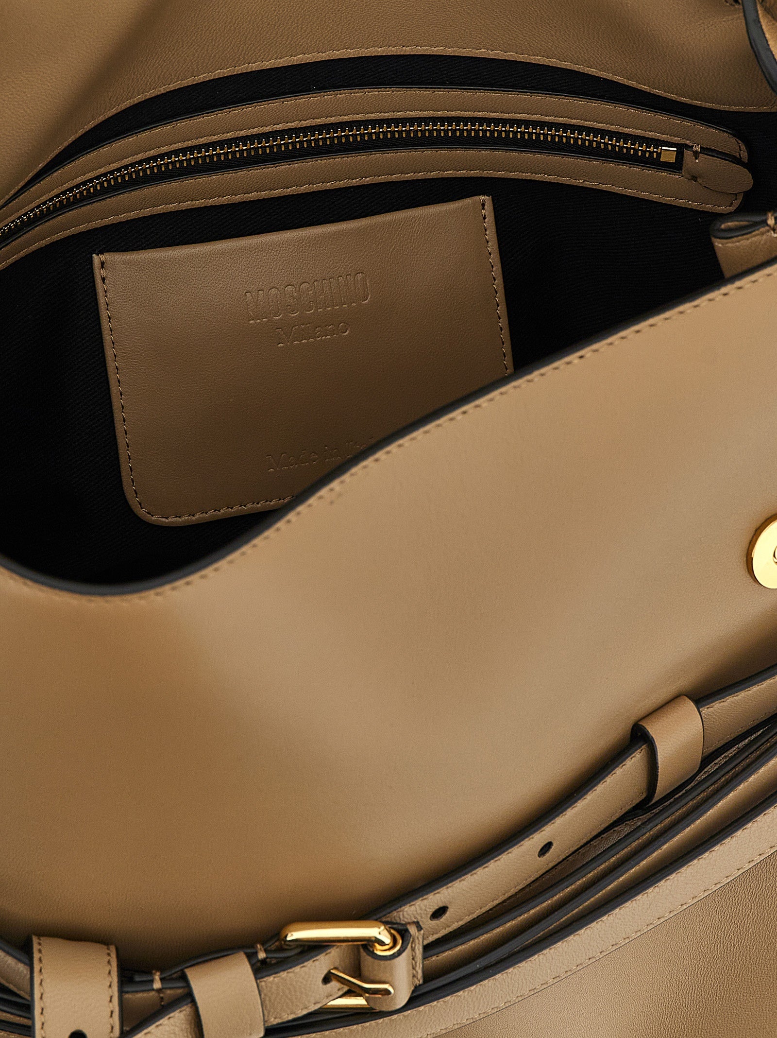 Moschino Beige Napa Leather / Calf Shoulder Bag