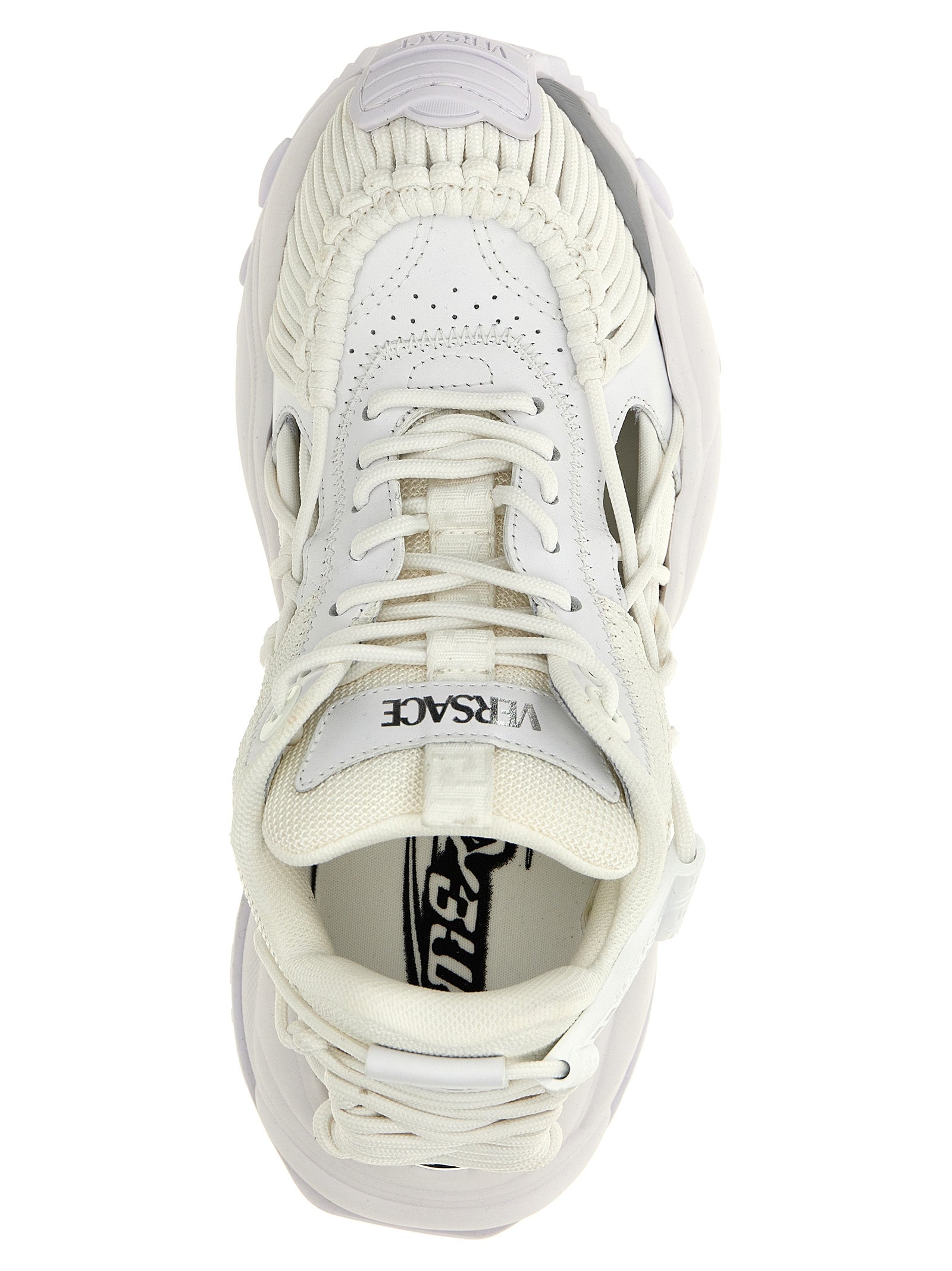 Versace White Calfskin and Fabric Sneakers