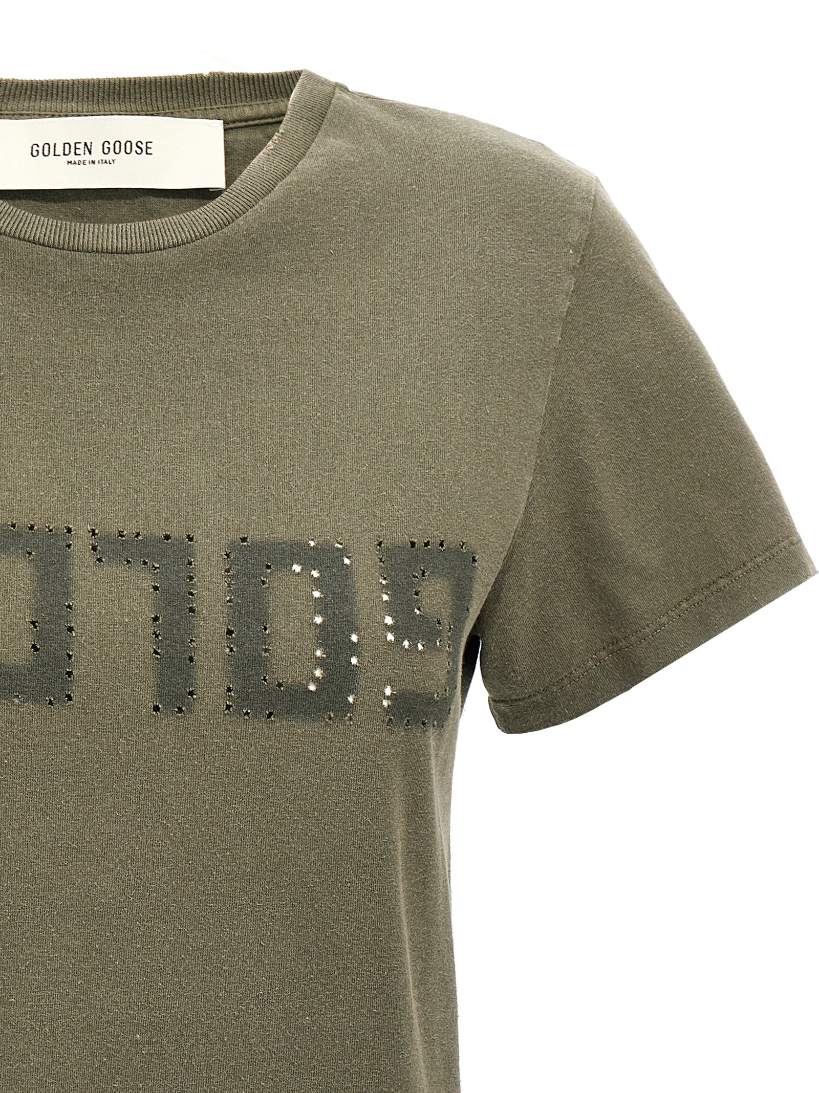 Golden Goose Green Bicolor Cotton T-Shirt