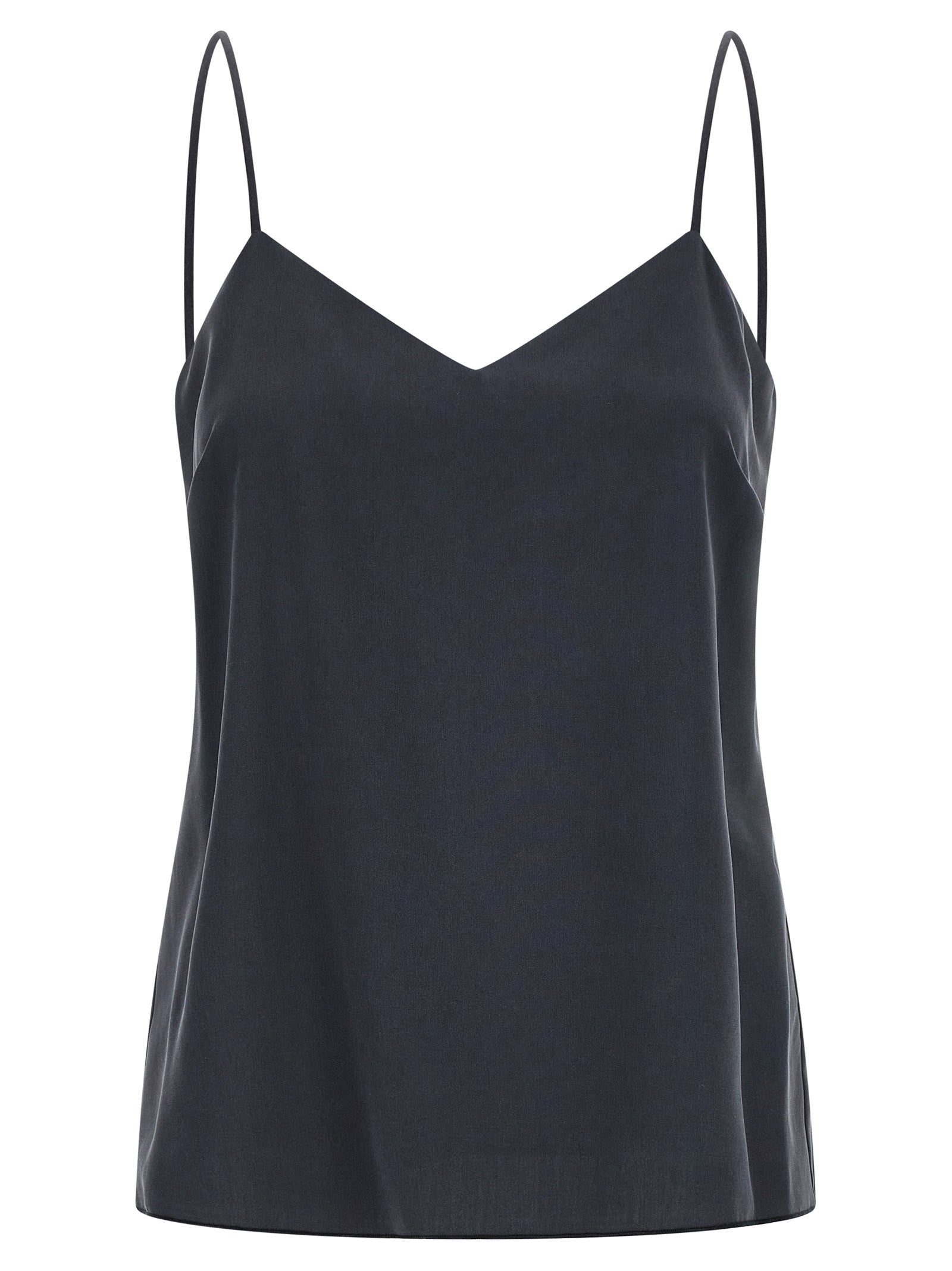Max Mara Grey Washed Silk Sleeveless Top