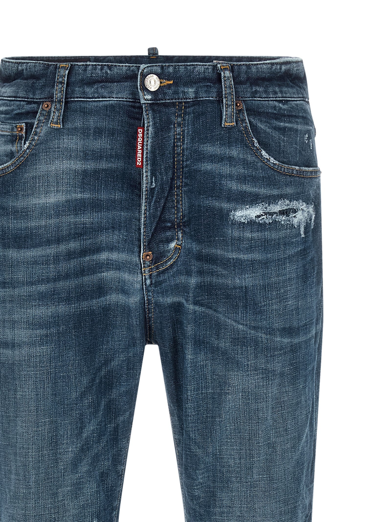 Dsquared2 Blue Cotton Straight-Leg Jeans