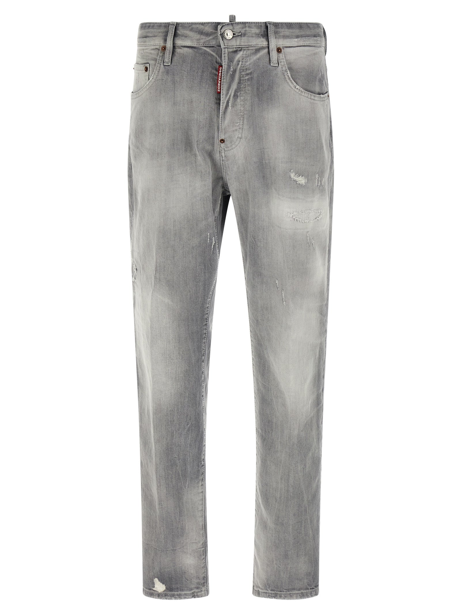 Dsquared2 Gray Cotton Straight-Leg Jeans