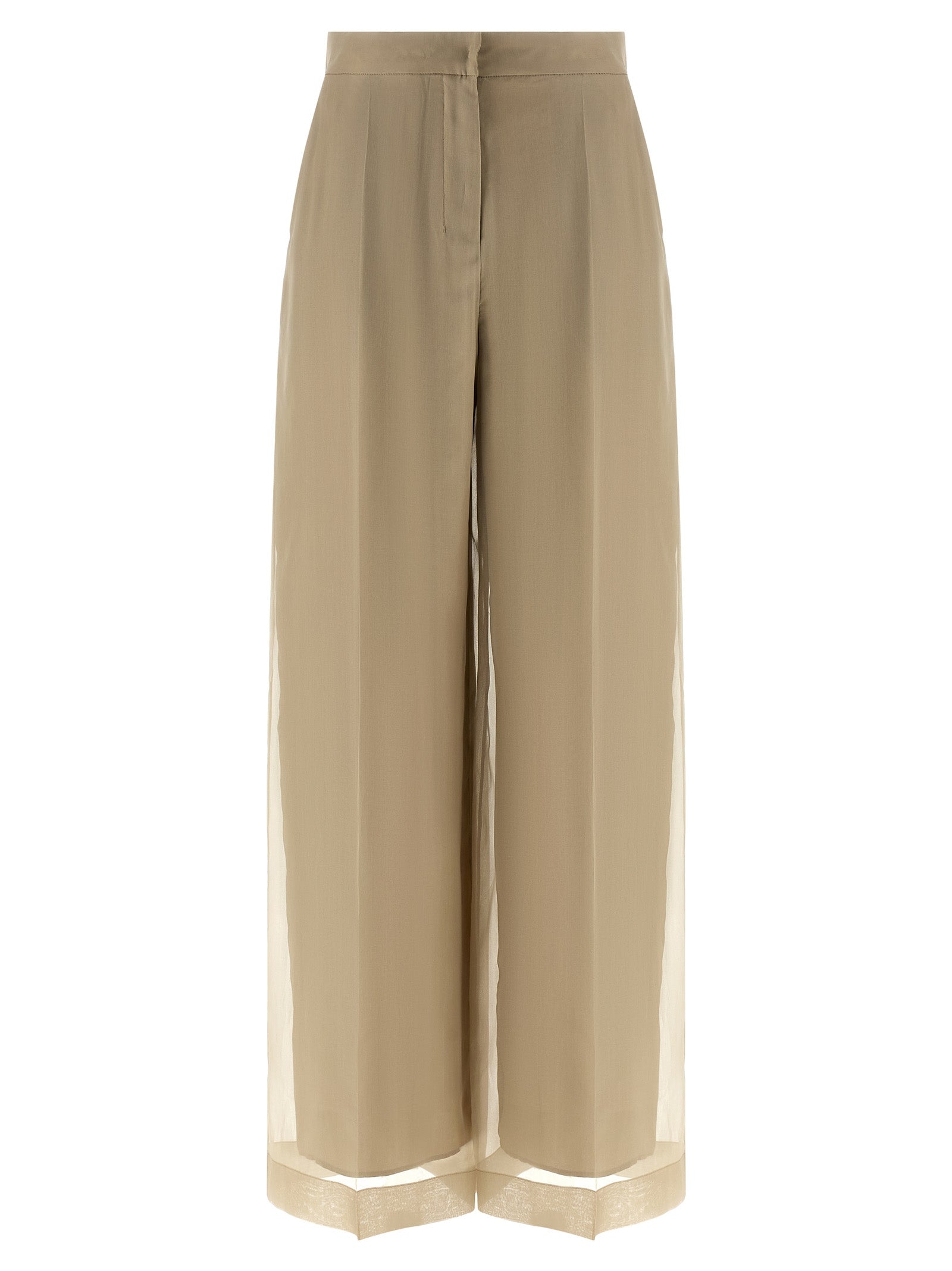 Max Mara Beige Silk Organza Trousers