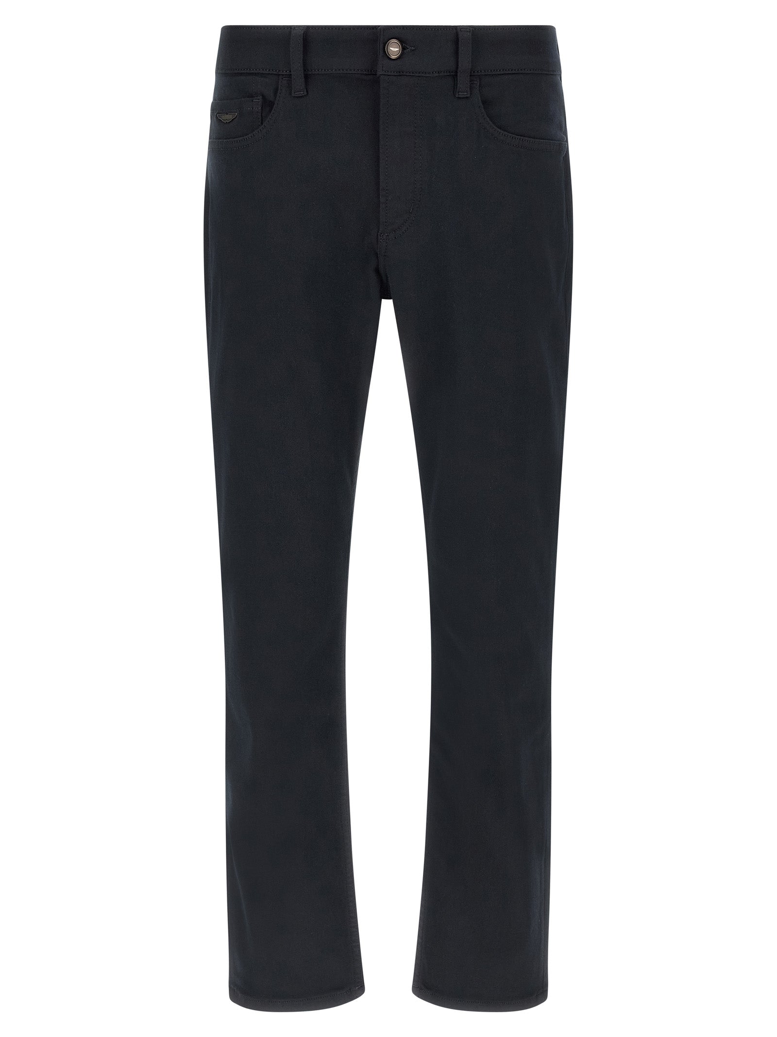 Blue Polyester Straight-Leg Jeans
