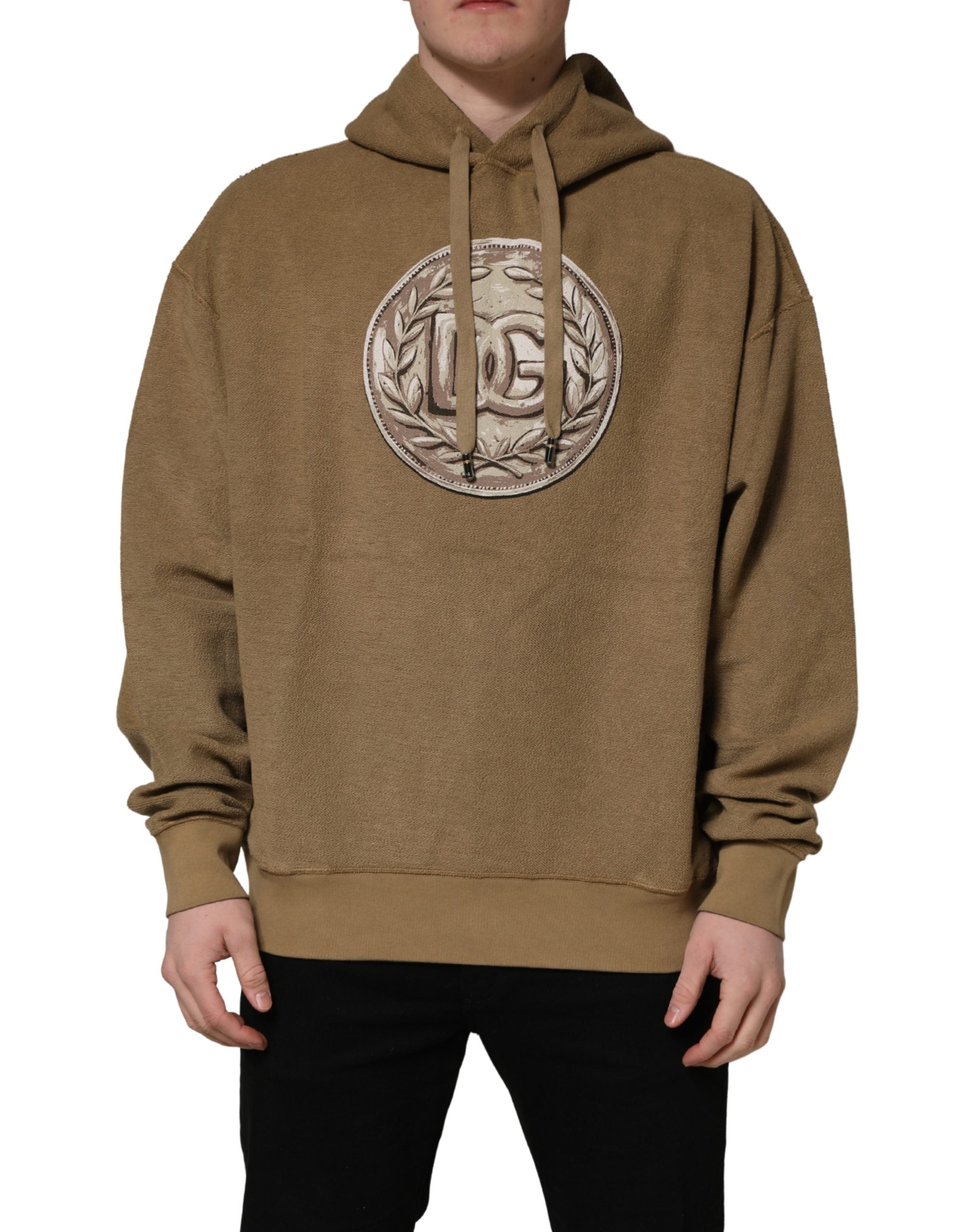 Dolce & Gabbana Brown Cotton Coin Logo Hoodie