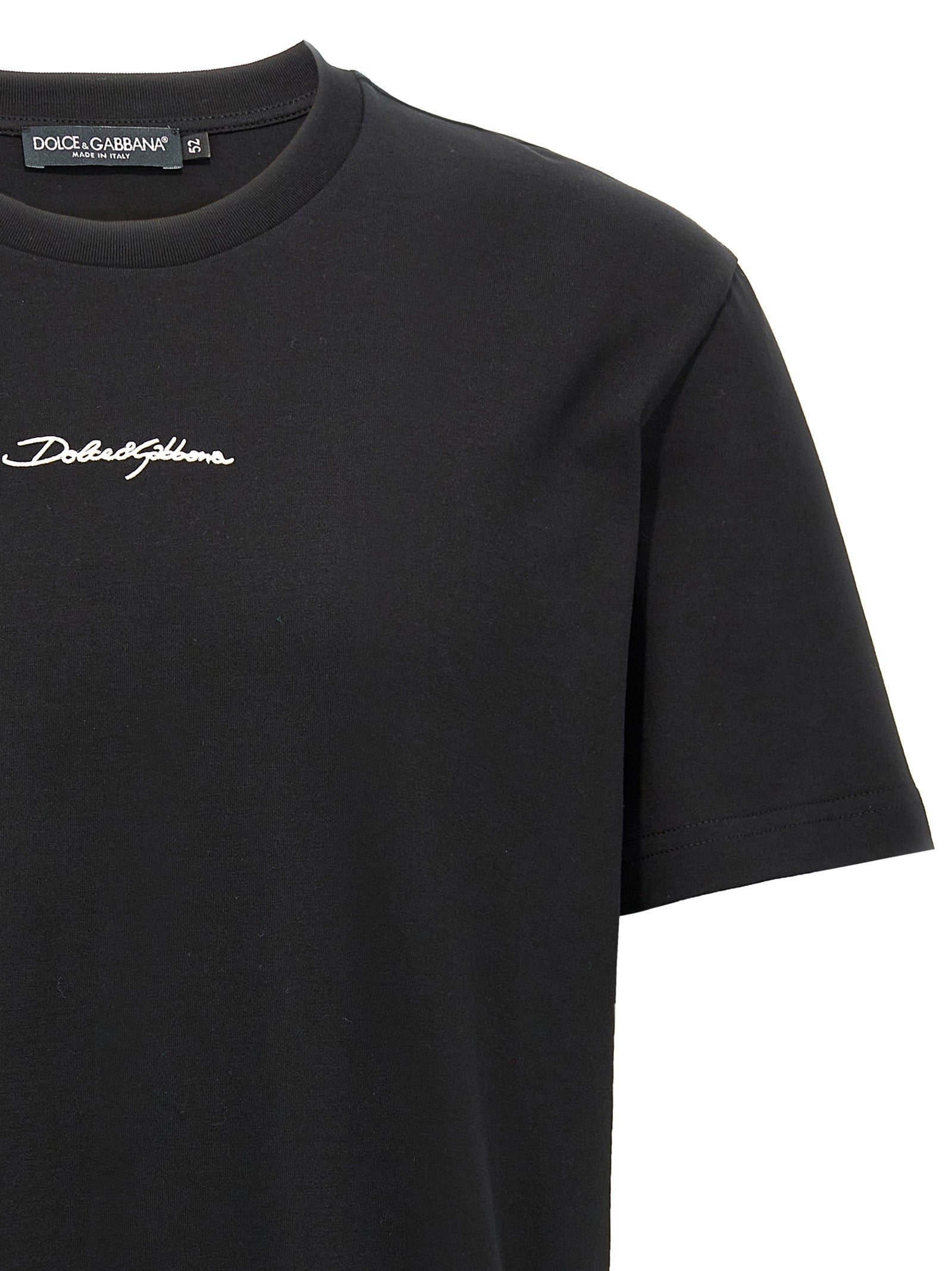 Dolce & Gabbana Black Embroidered Cotton T-Shirt