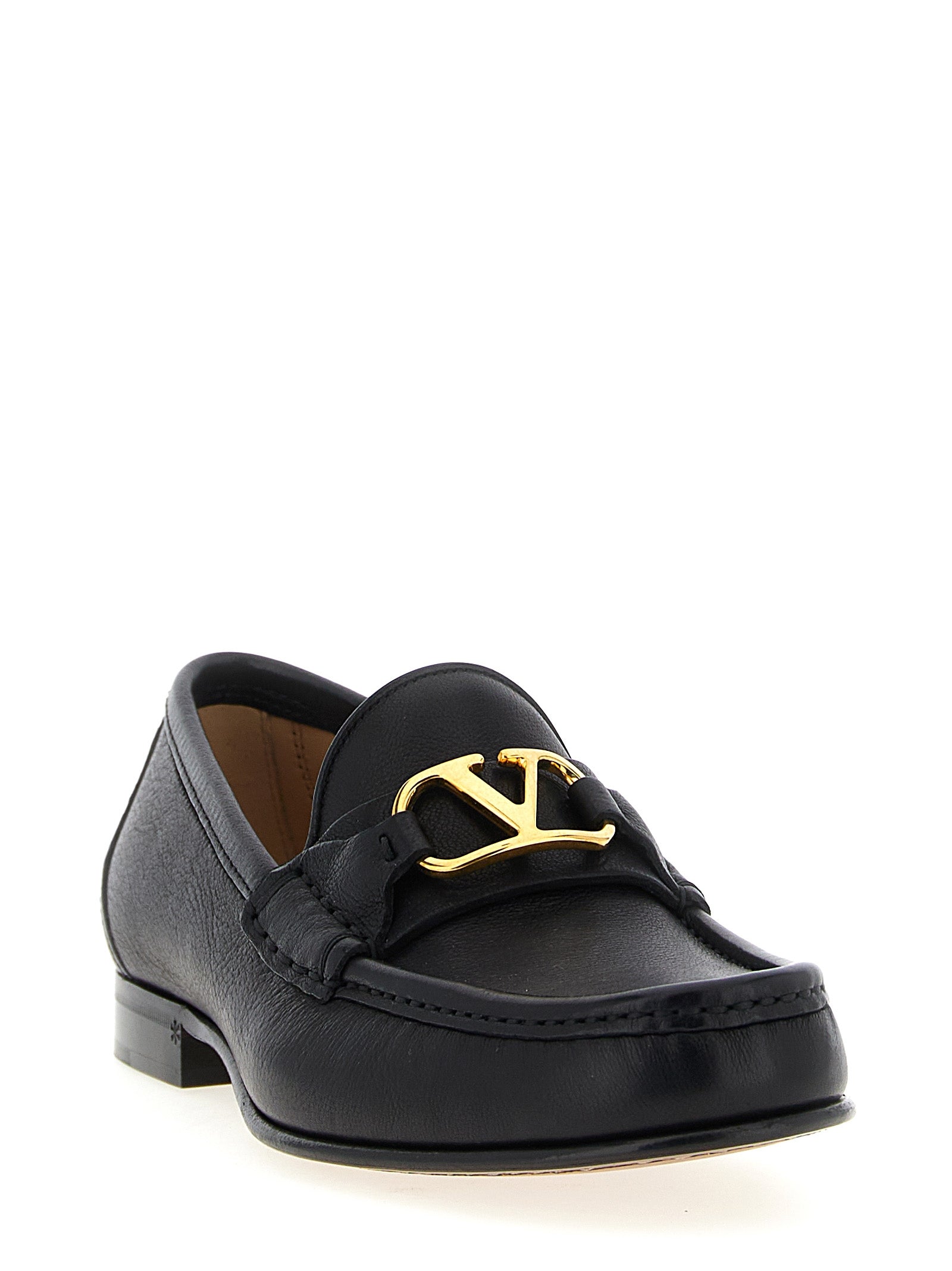 Valentino Garavani Black Buffalo Leather Loafers