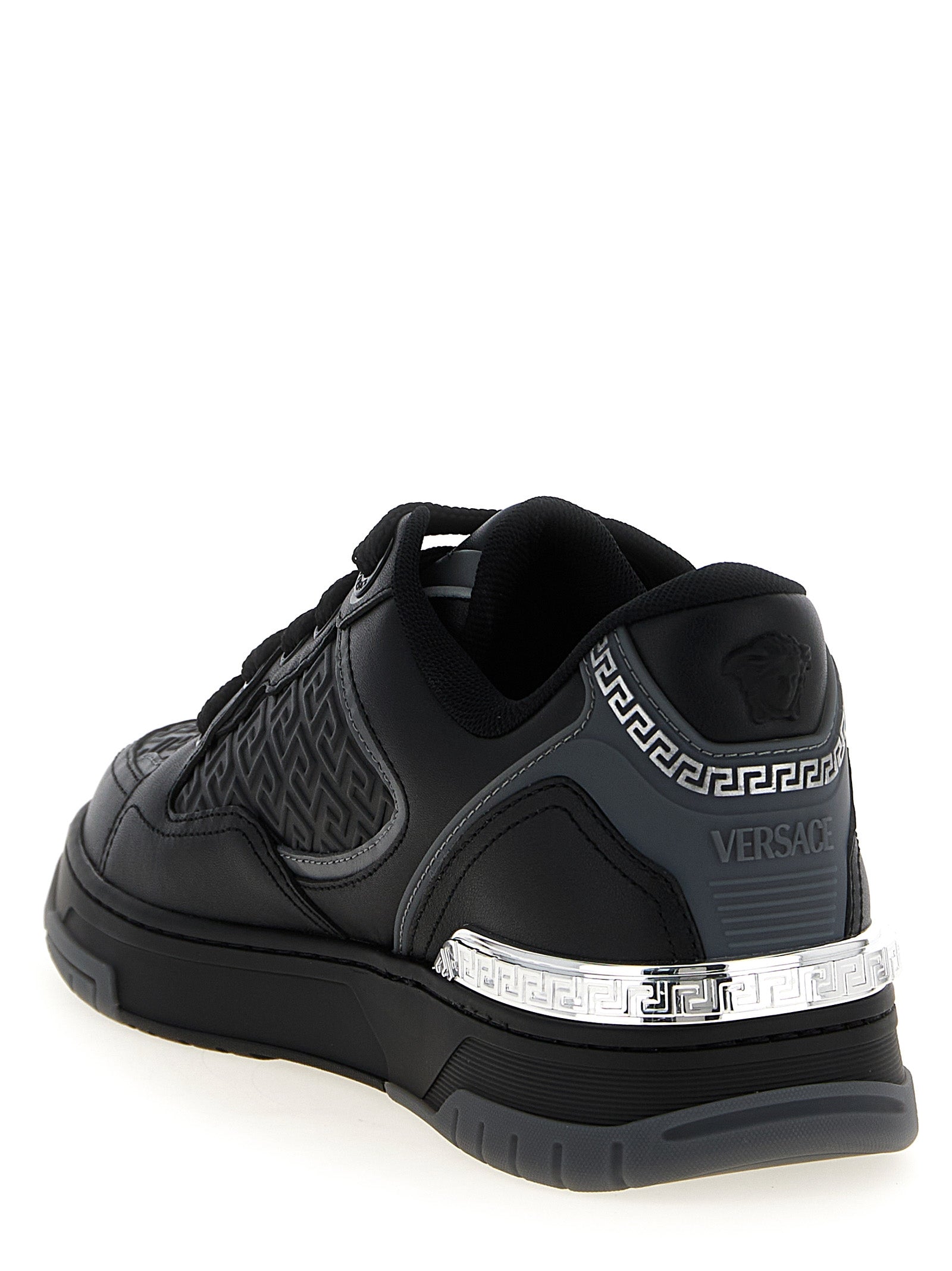 Versace Black Calfskin Biggie Basket Sneakers