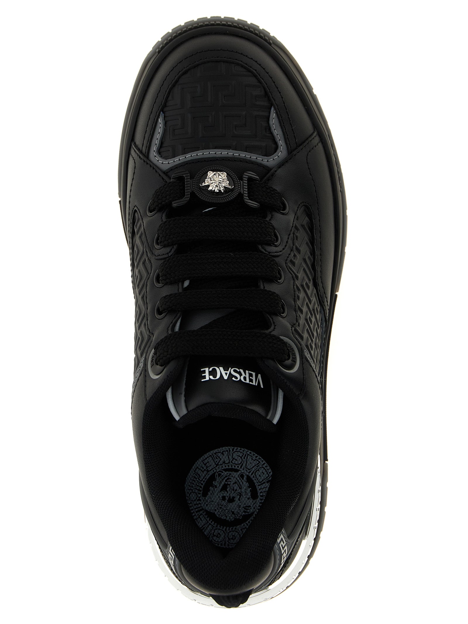 Versace Black Calfskin Biggie Basket Sneakers