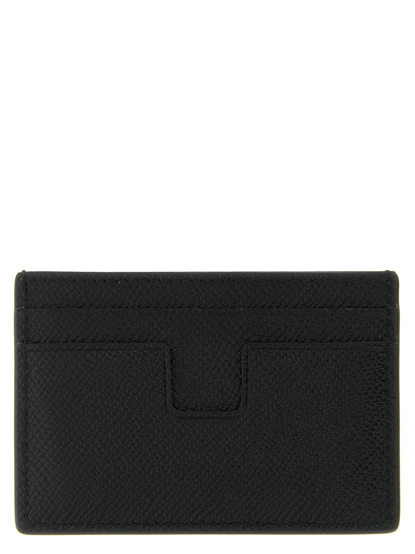 Tom Ford Black Calfskin Gold-Logo Cardholder