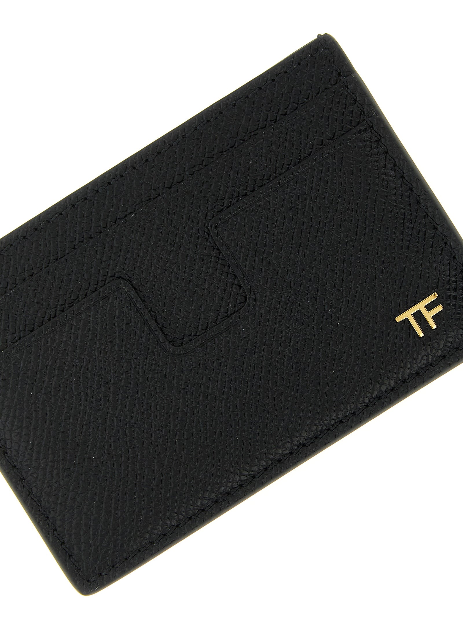 Tom Ford Black Calfskin Gold-Logo Cardholder