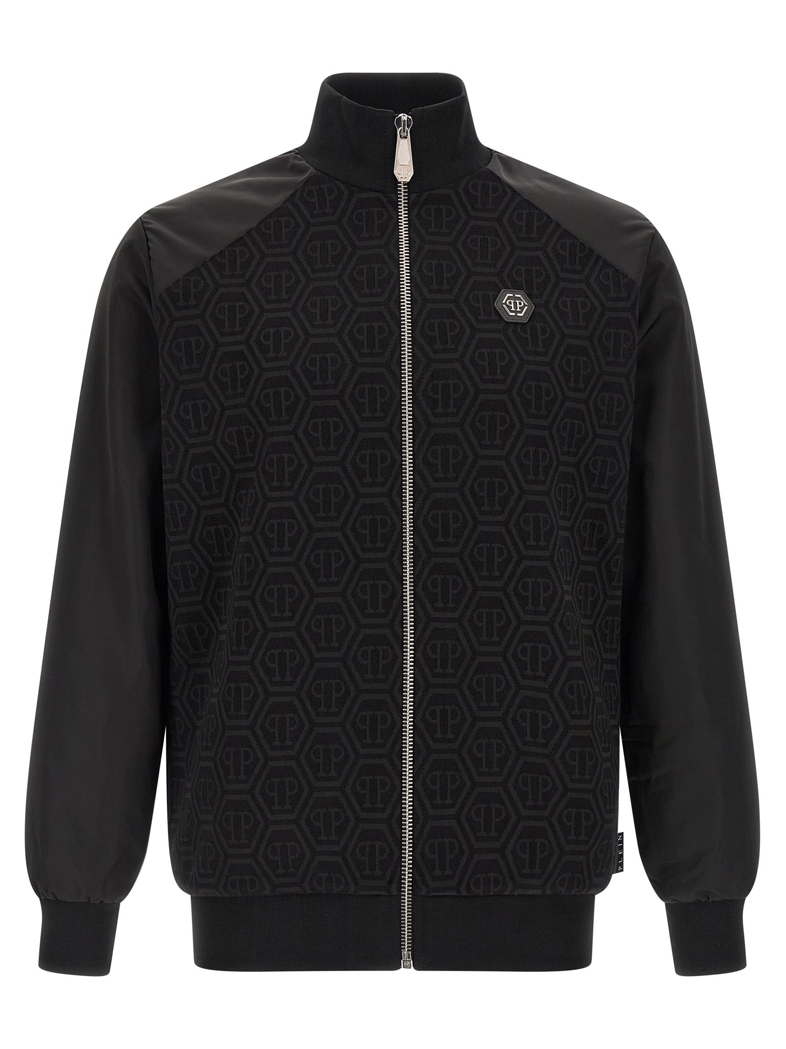 Philipp Plein Black Stretch Cotton Zip Sweatshirt