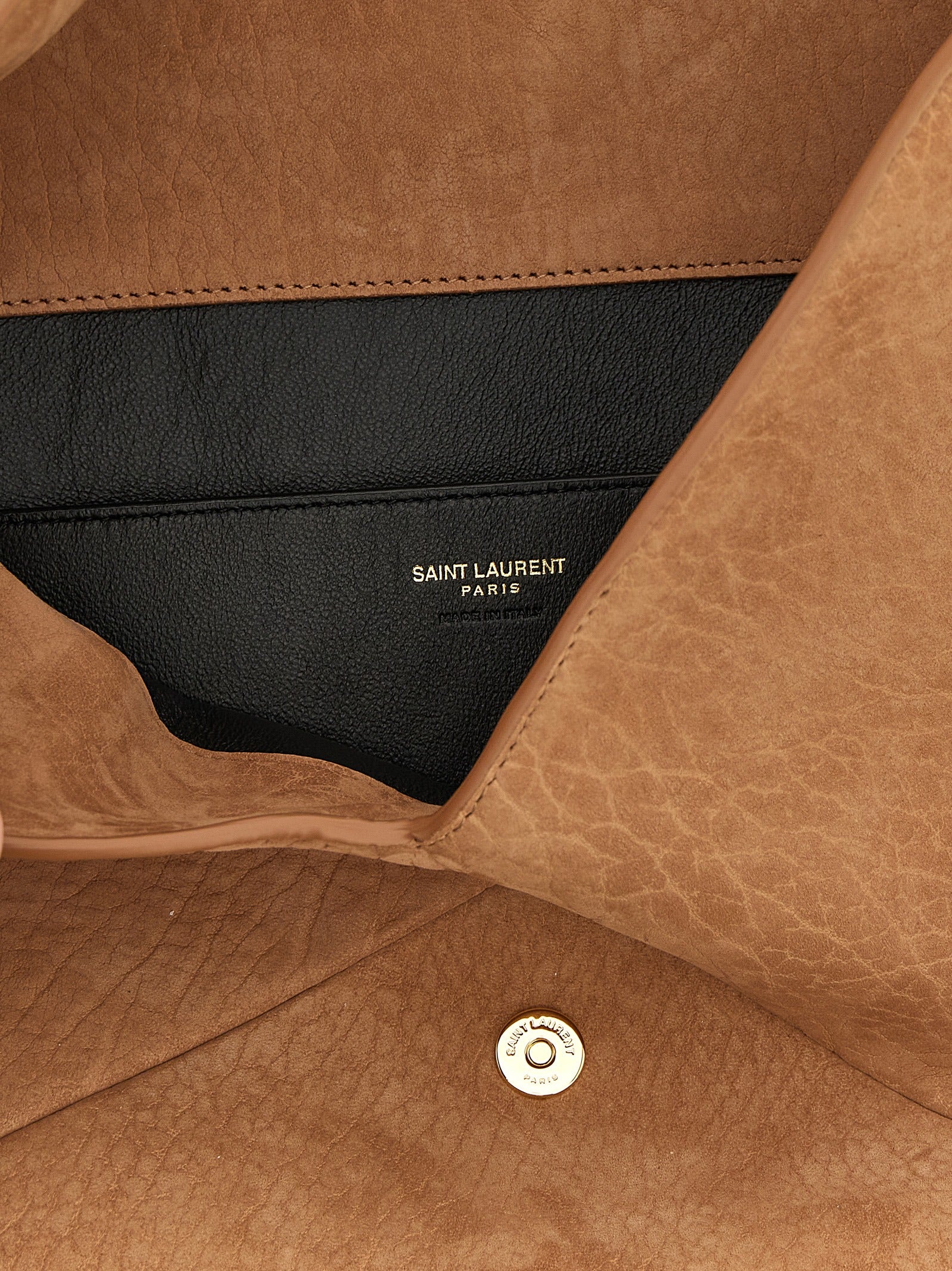 Saint Laurent Brown Lamb Leather Envelope Maxi Clutch