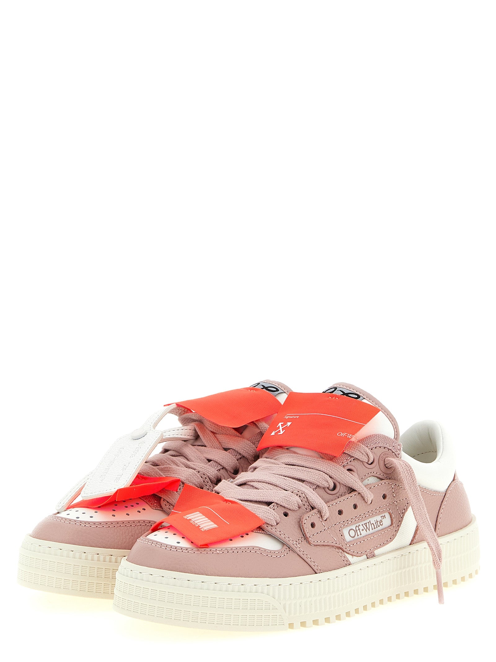 Off-White Pink Leather Low Top Sneakers