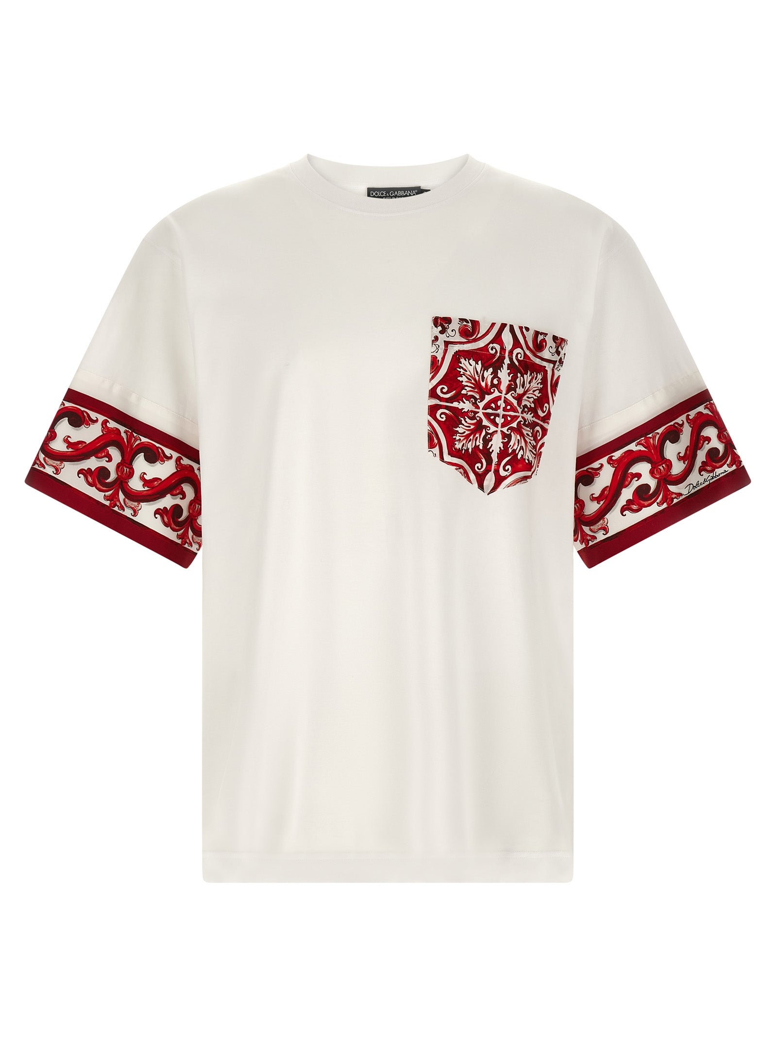 Dolce & Gabbana Red Maiolica Cotton-Silk T-Shirt
