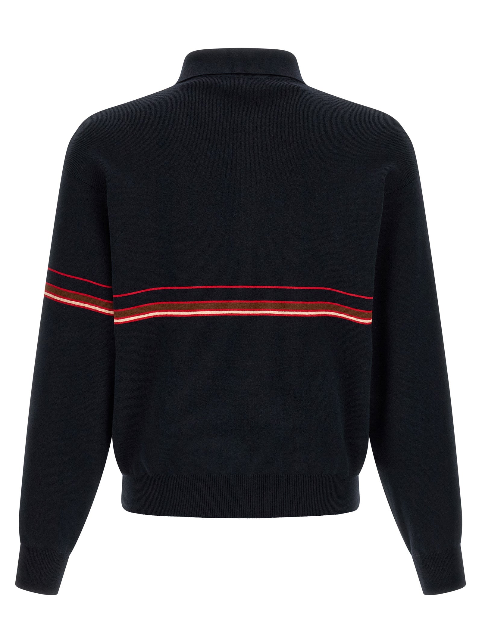 Versace Blue Cotton Long-Sleeve Polo Shirt