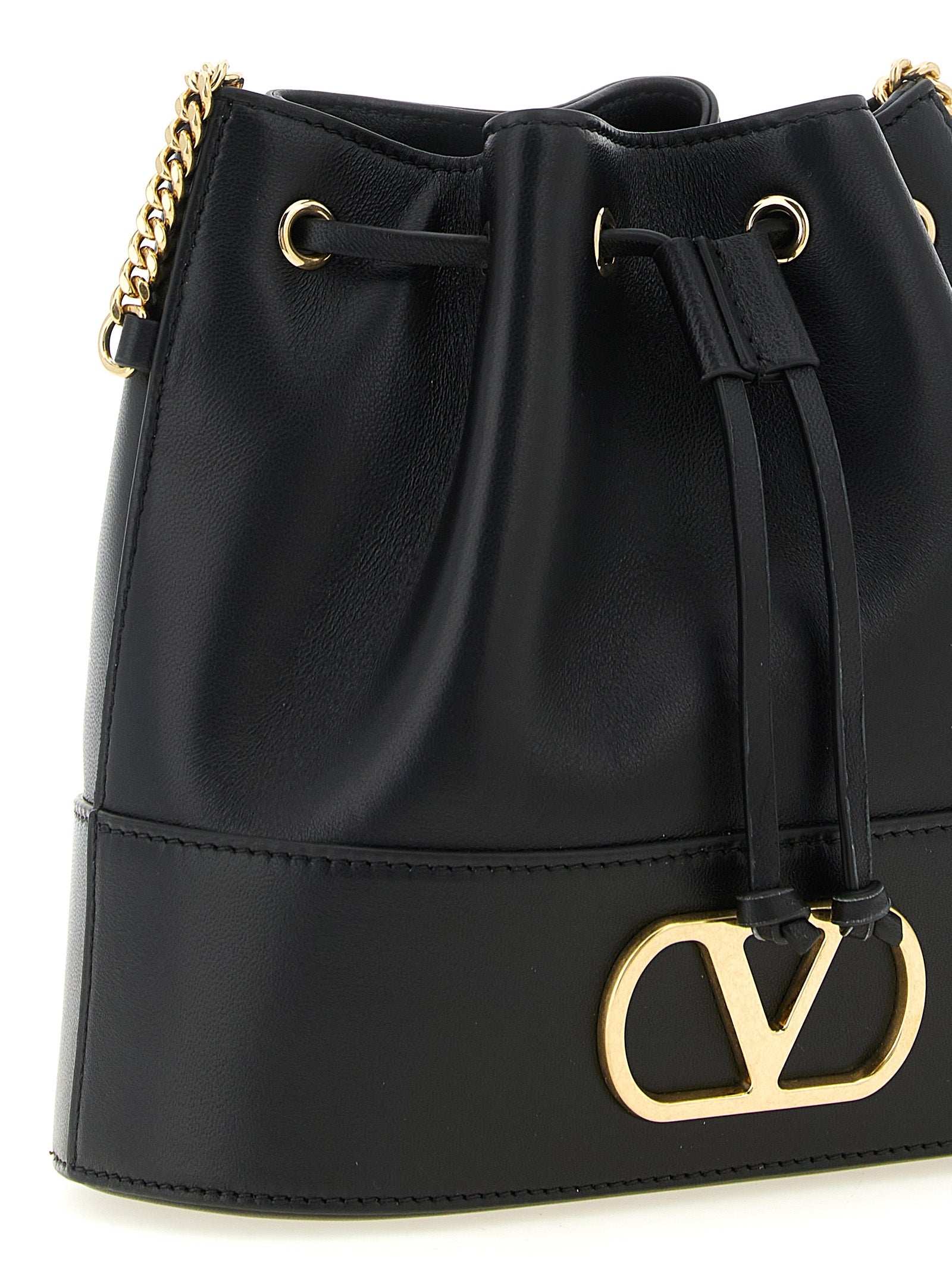 Valentino Garavani Black Lambskin Bucket Bag