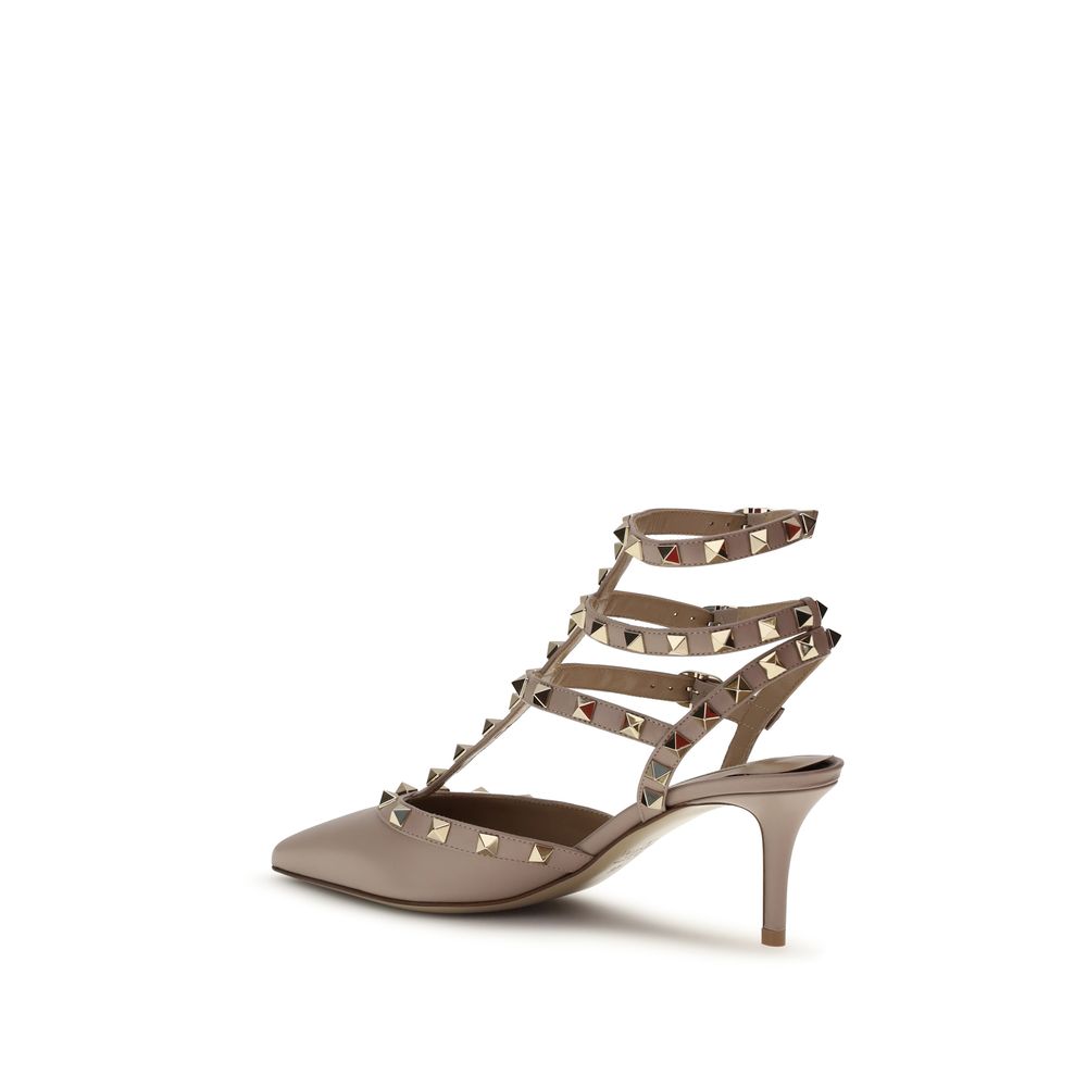 Valentino Garavani Beige Leather Rockstud Pumps