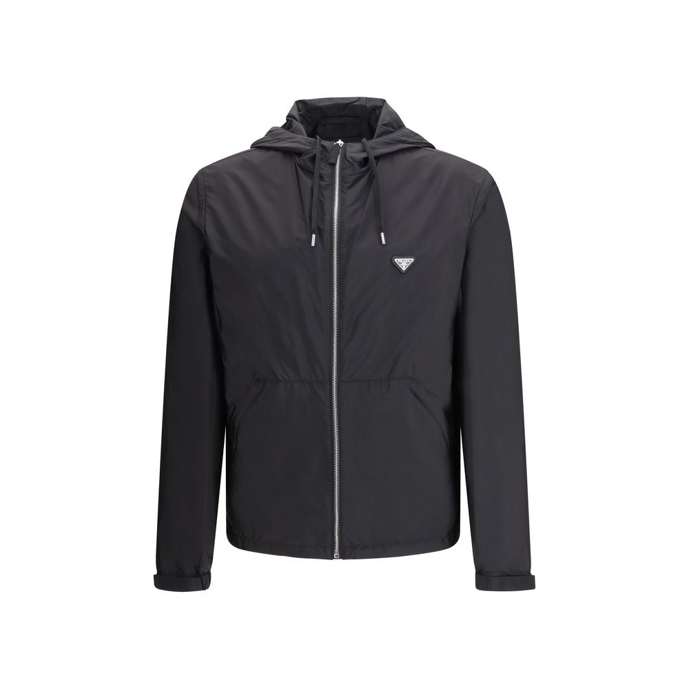 Prada Black Re-Nylon Hooded Shell Jacket