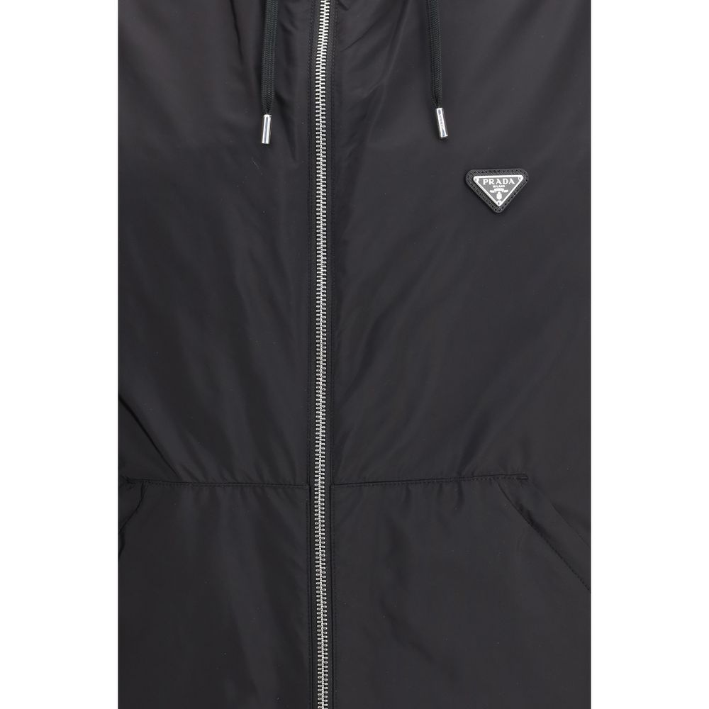 Prada Black Re-Nylon Hooded Shell Jacket