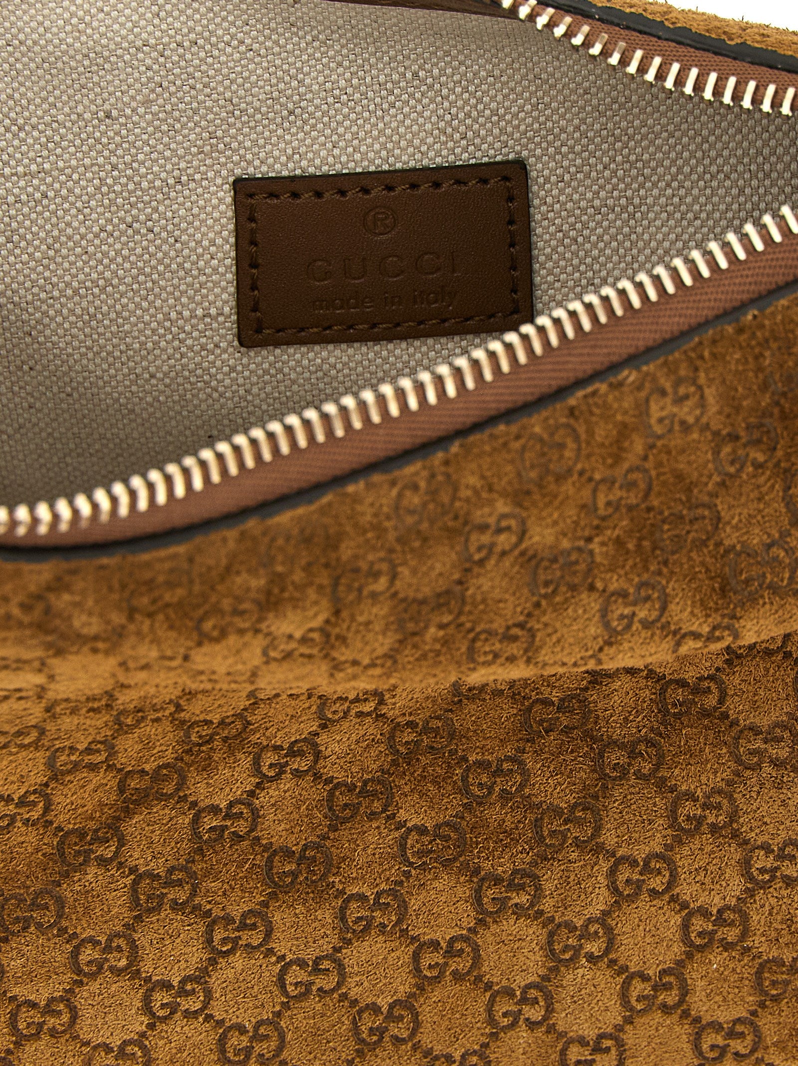 Gucci Brown Suede and Calfskin Shoulder Bag