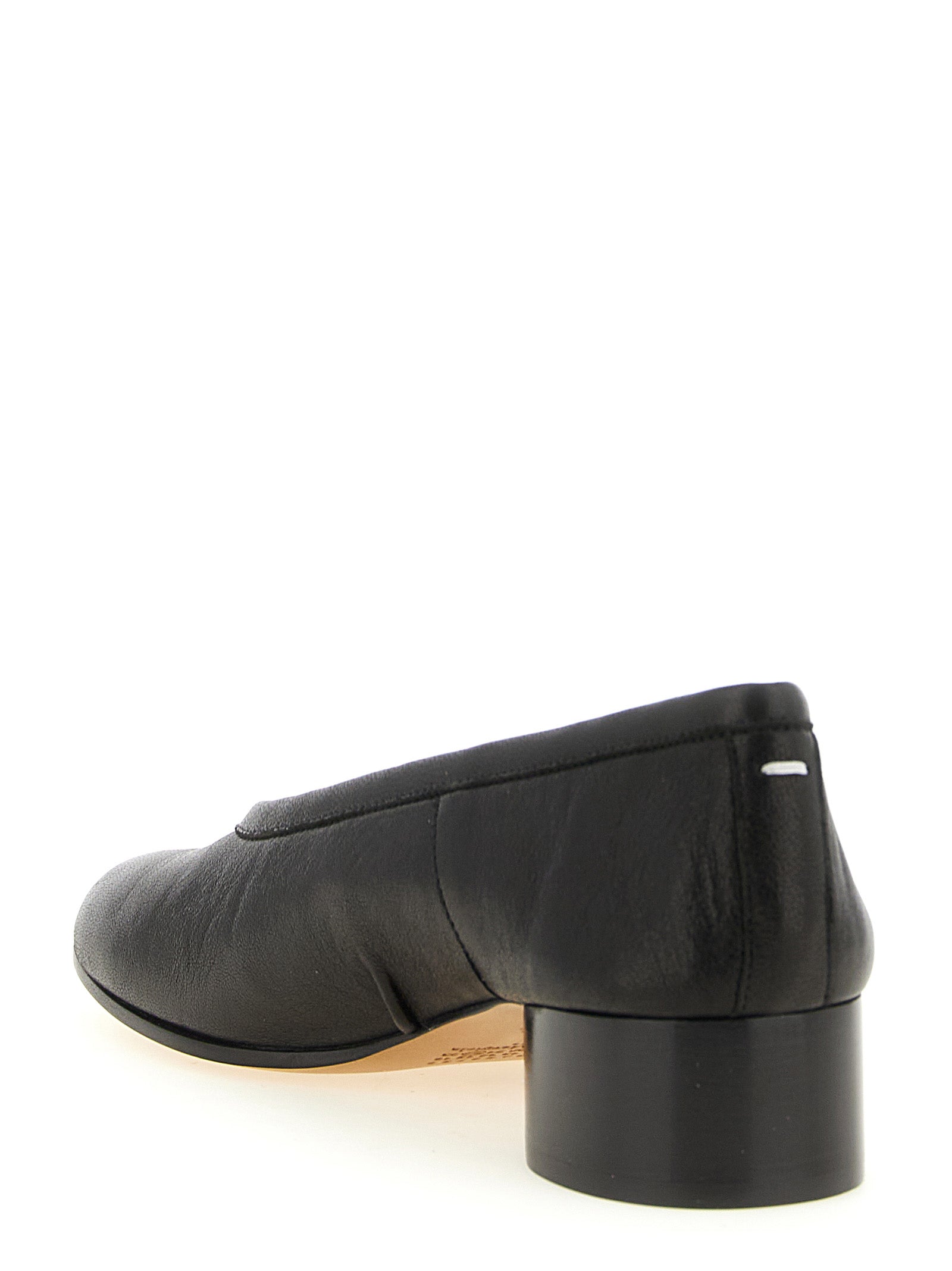 Black Lamb Leather Mid Heel Pumps