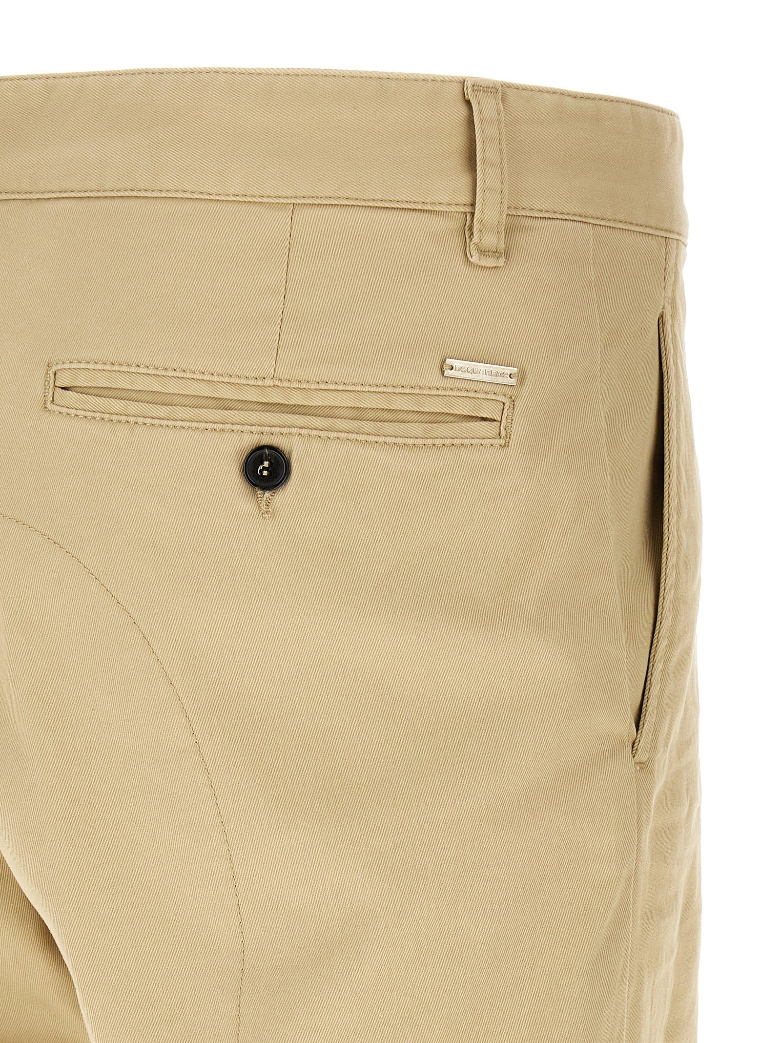 Beige Cotton Cargo Pants