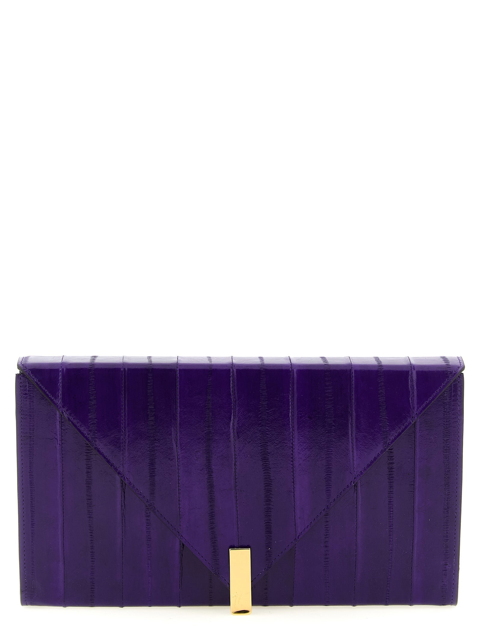 Purple Leather Clutch Bag