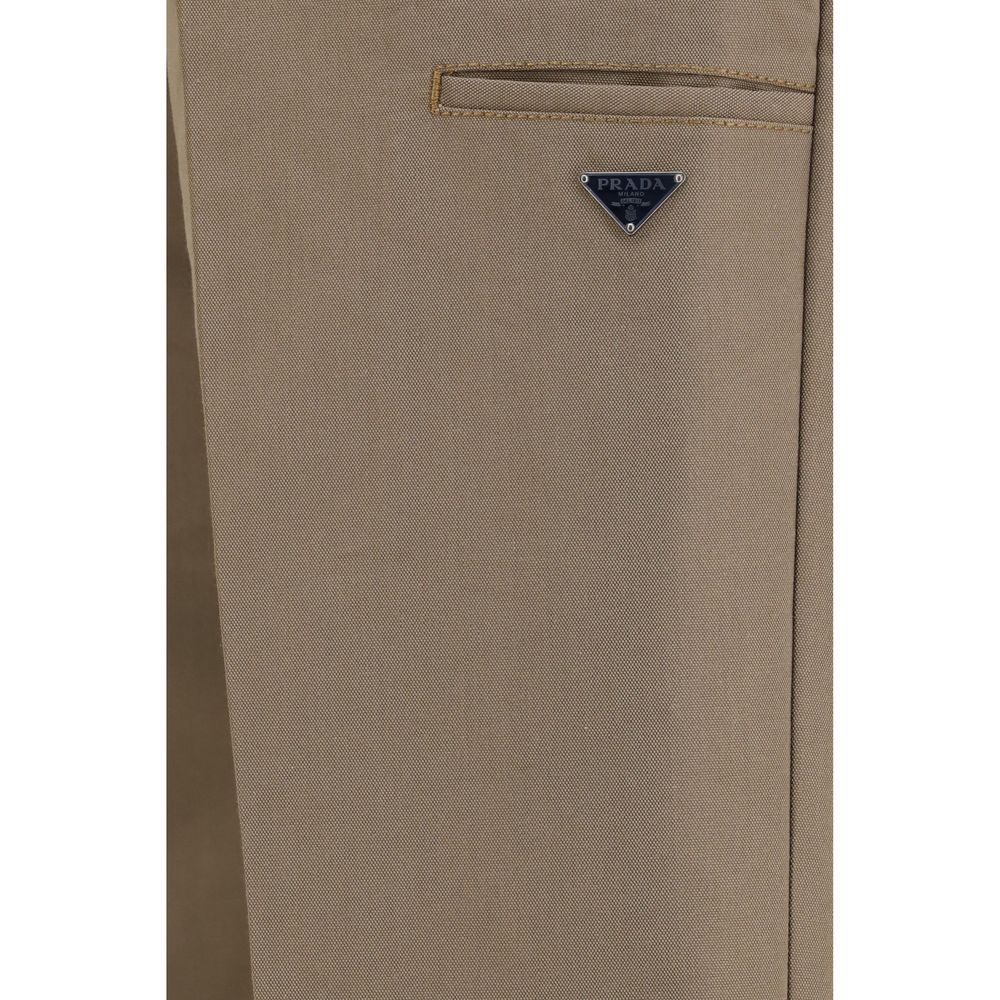Prada Brown Cotton Casual Pants