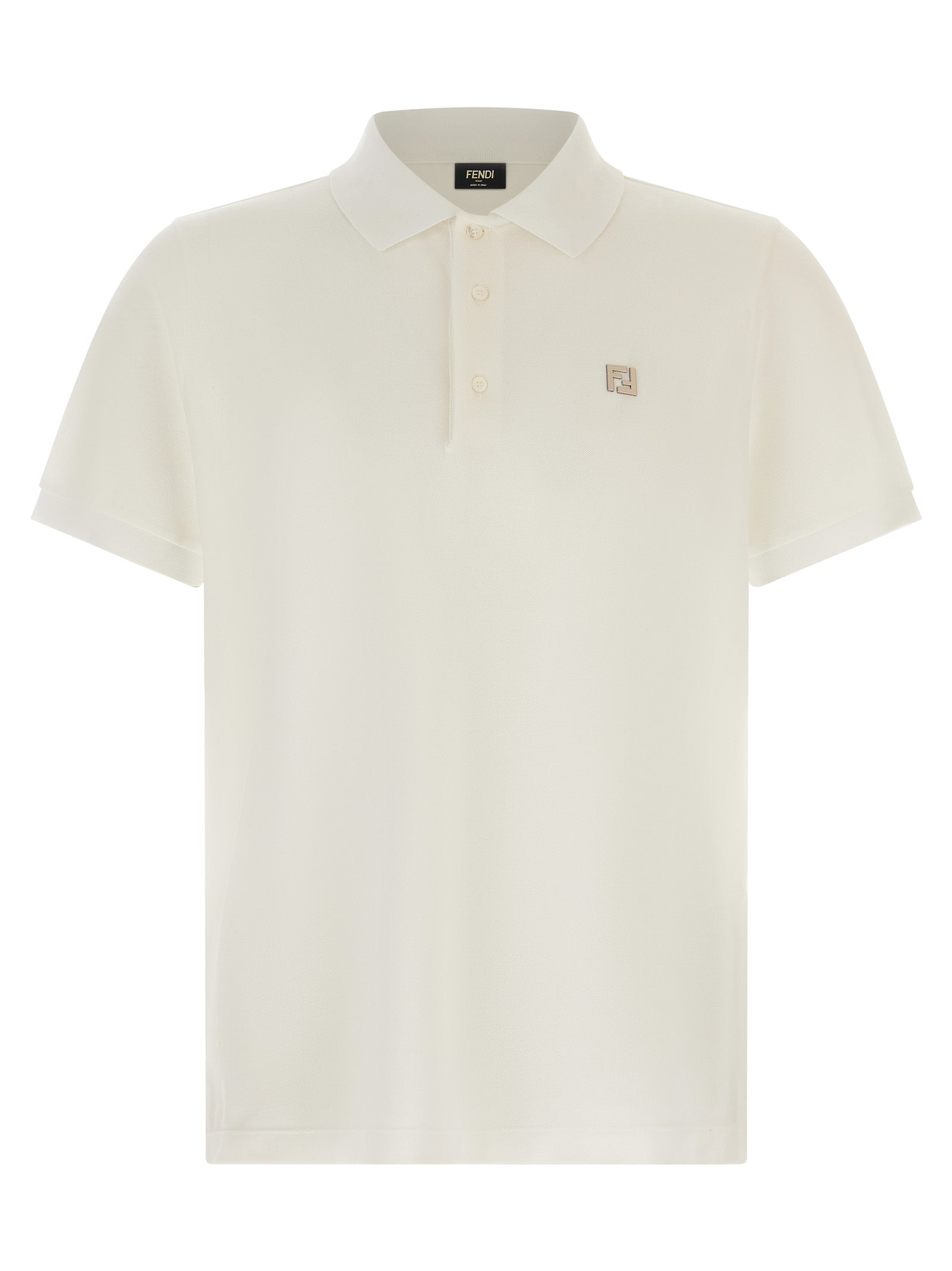 Fendi White Cotton Polo Shirt