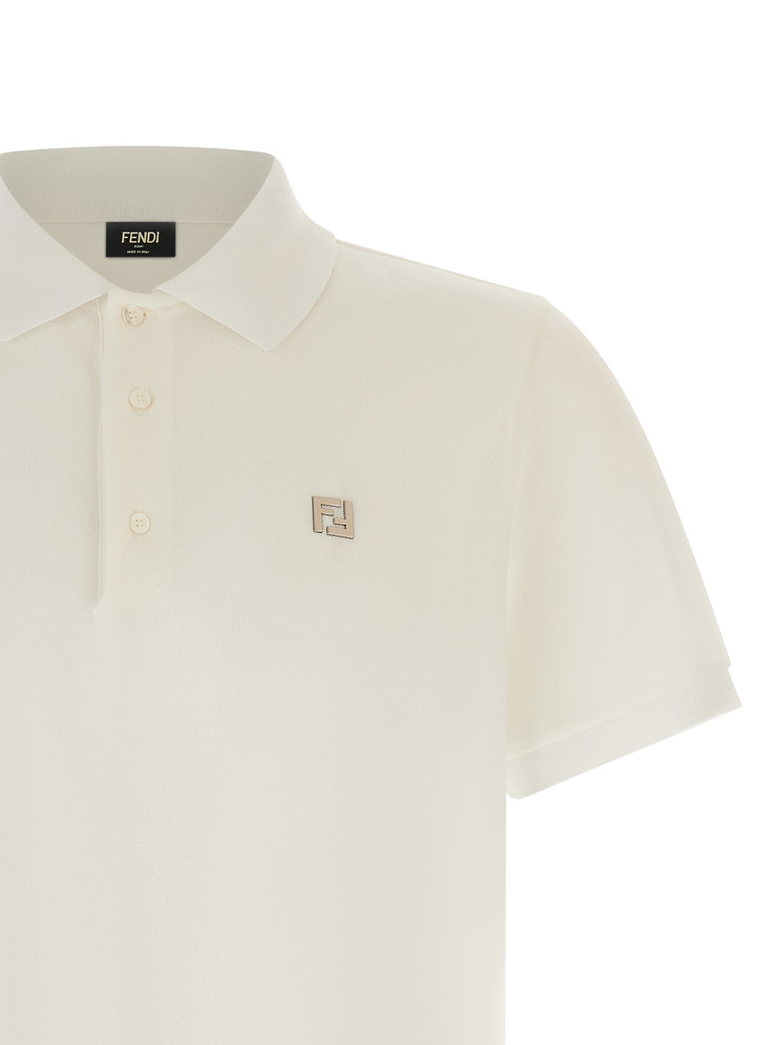 Fendi White Cotton Polo Shirt