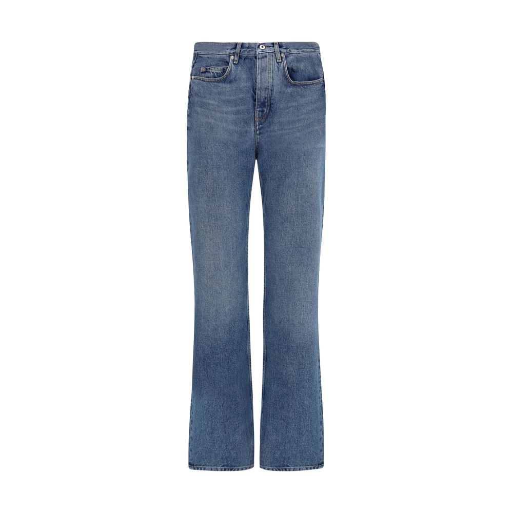 Off-White Blue Cotton Straight-Leg Jeans
