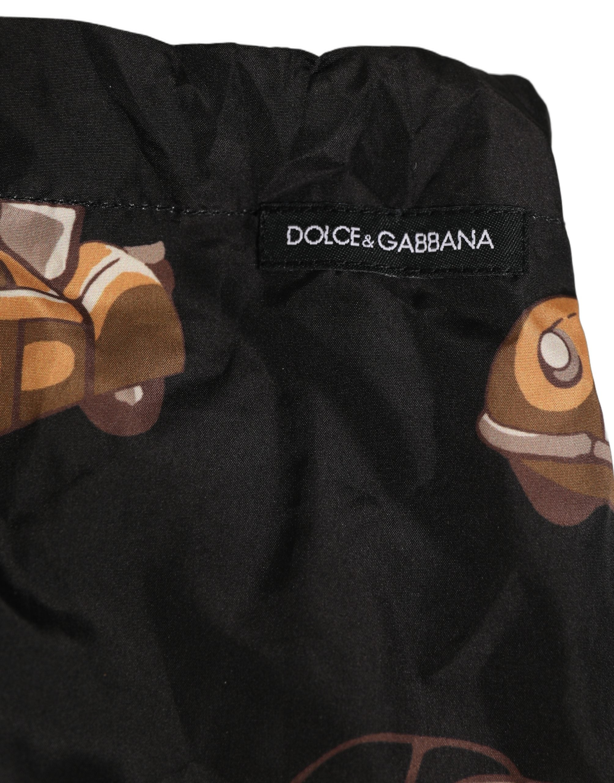 Dolce & Gabbana Black Car Print Swim Trunk Beachwear Swimwear