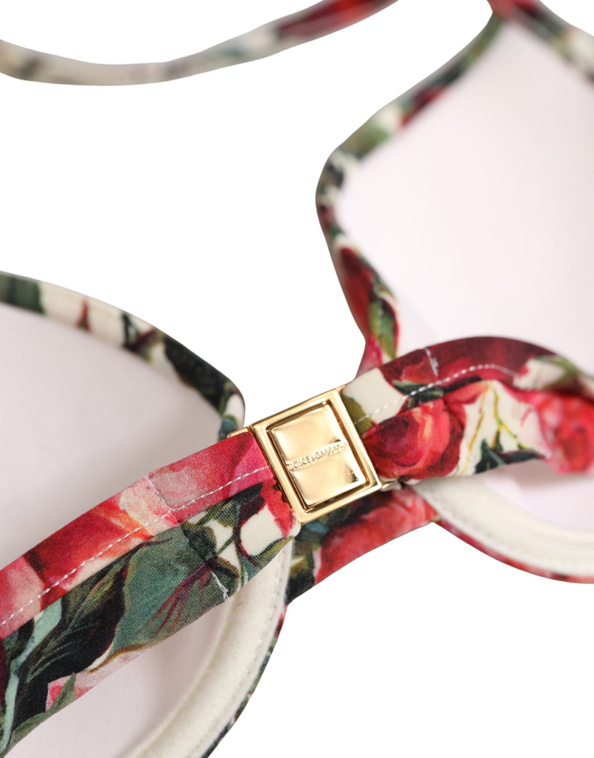 Dolce & Gabbana Multicolor Floral Print Beachwear Bikini Top