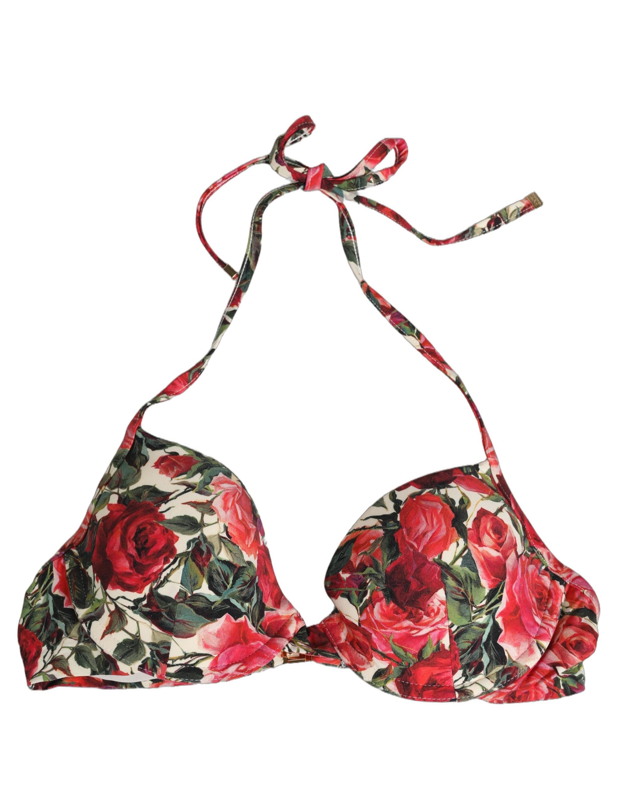 Dolce & Gabbana Multicolor Floral Print Beachwear Bikini Top