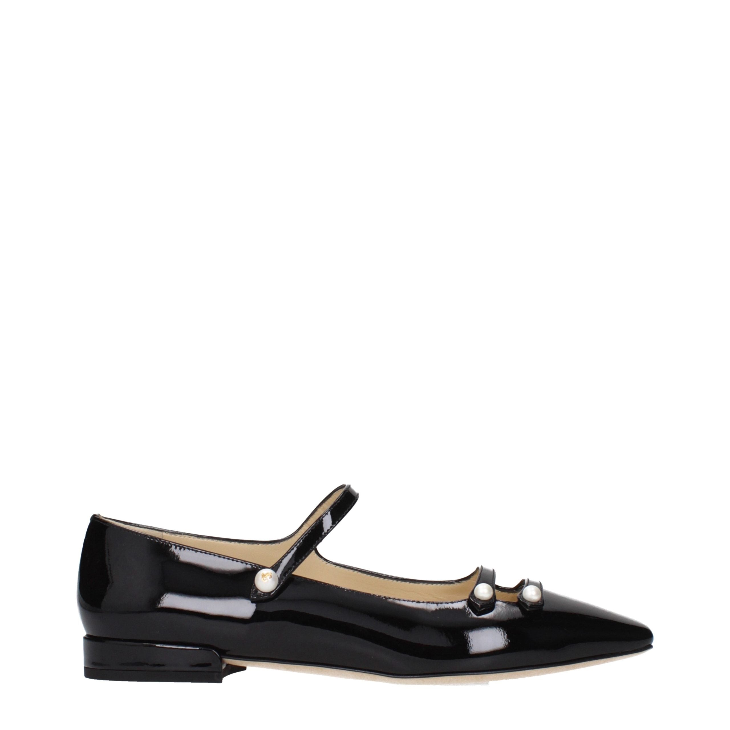 Jimmy Choo Black Leather Ballet Flats