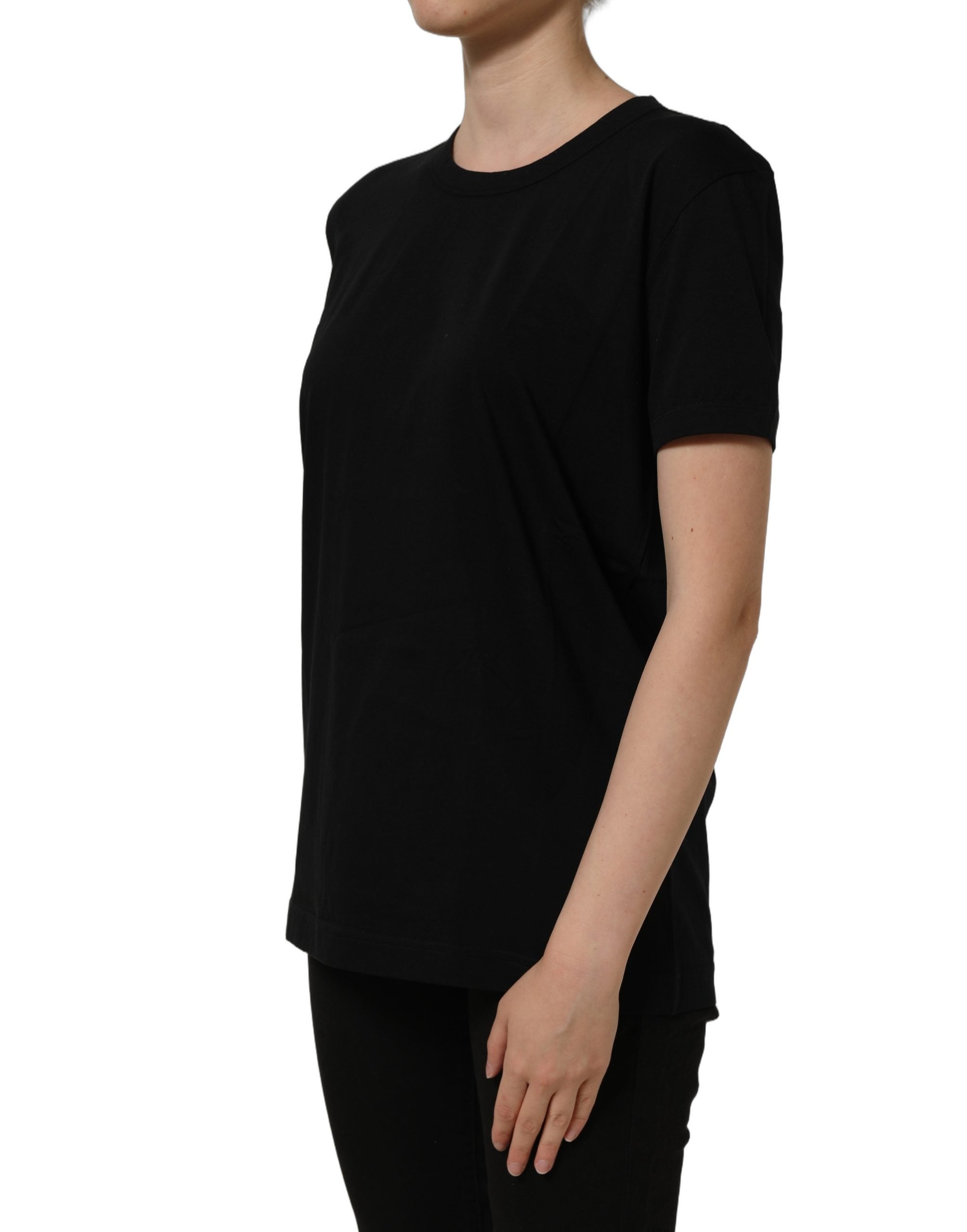 Dolce & Gabbana Dark Gray Cotton Crew Neck Short Sleeves T-shirt